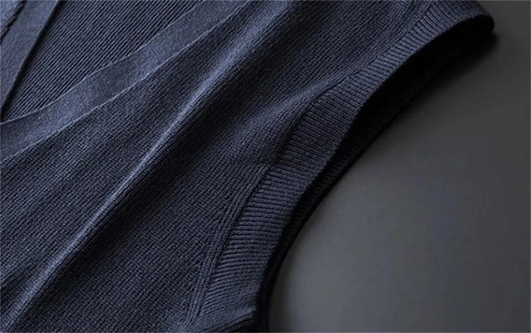 Chaleco de lana para hombre, color liso, sin mangas, suéter de punto, talla grande, cuello en V, informal, con botones