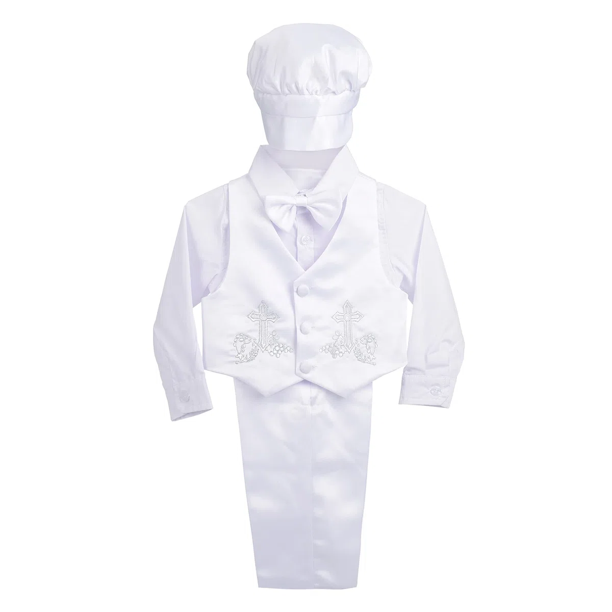 Lito Angels - Ropa Traje de Bautizo Bautismo para Bebe Niño con Gorro Capó, Manga Larga, Blanco