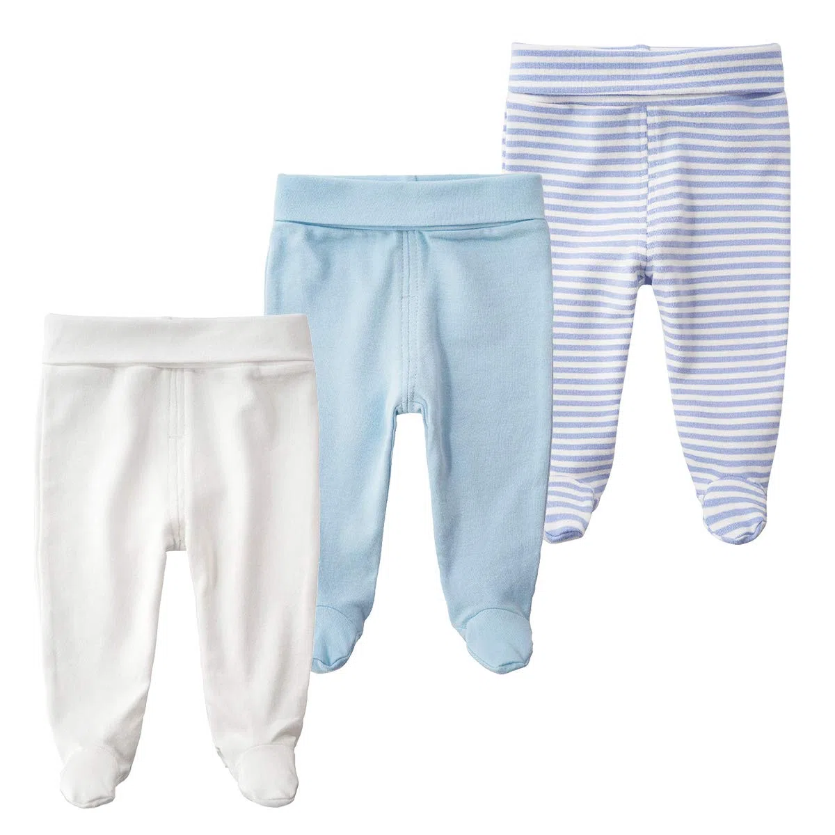 BINIDUCKLING Pantalones de bebé de cintura alta con pie para niños y niñas, de algodón, pantalones de bombeo con pie, 3 unidades
