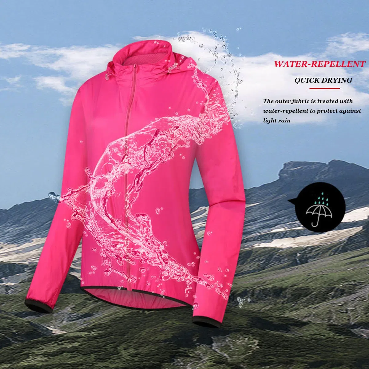 Mujer Chaquetas de Ciclismo Chaqueta de Bicicleta Masculina Impermeable y Transpirable a Prueba de Viento Prueba de Lluvia Bicicleta,Rose Red-L