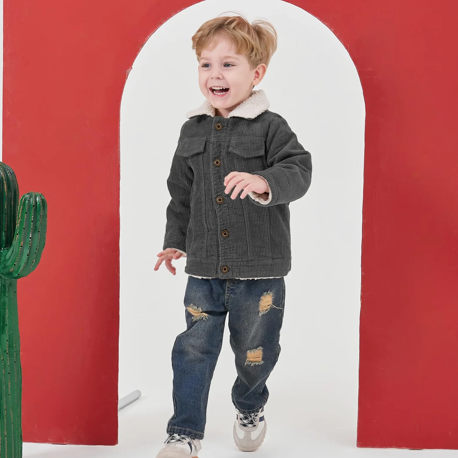 Volunboy Bebé Niños Pana Chaqueta de Forro Polar, Niñas Otoño Invierno Ropa Sherpa Abrigo