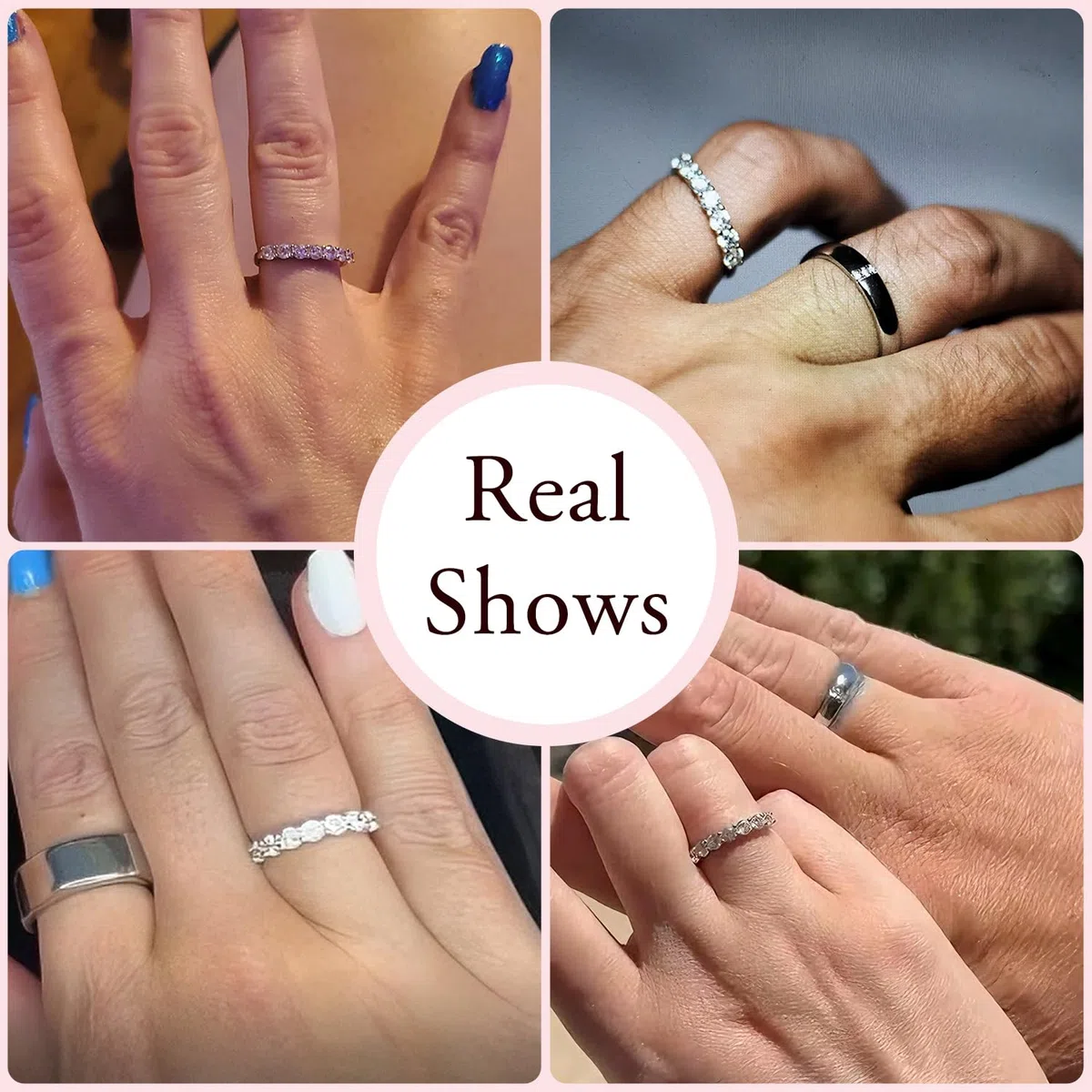 Meissa Anillos de Pareja en Plata Esterlina Anillos de Boda Elegantes Anillo de Promesa para Hombre y Mujer Zirconia Cúbica Tamaño Ajustable