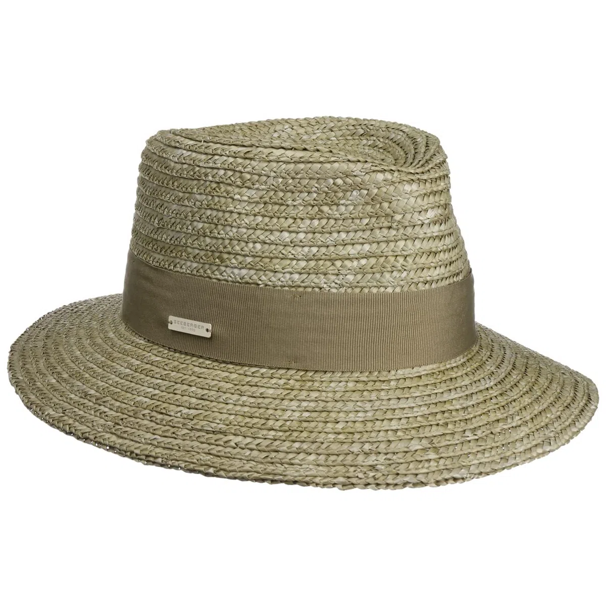 Seeberger Sombrero de Paja Rileja Mujer - Trenzado Verano con Banda Grosgrain Primavera/Verano