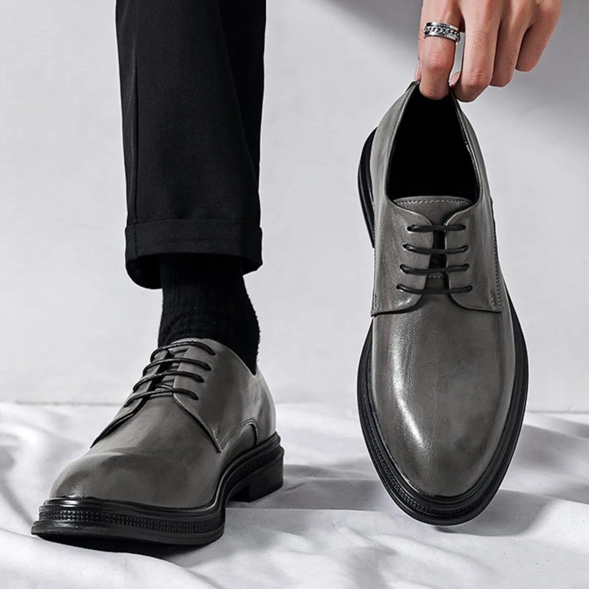 Hixingo Zapatos de Vestir Hombre Sin Cordones, 38-44 EU Zapatos de Cuero Modernos Zapatillas Vestir Hombre Verano Antideslizante Suela de Goma para Negocios, Bodas