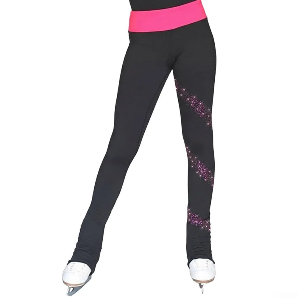 Pantalones para patinaje artístico para niños y adultos, leggings térmicos de forro polar negro, mallas de yoga para bailar, suaves y agradables a la piel