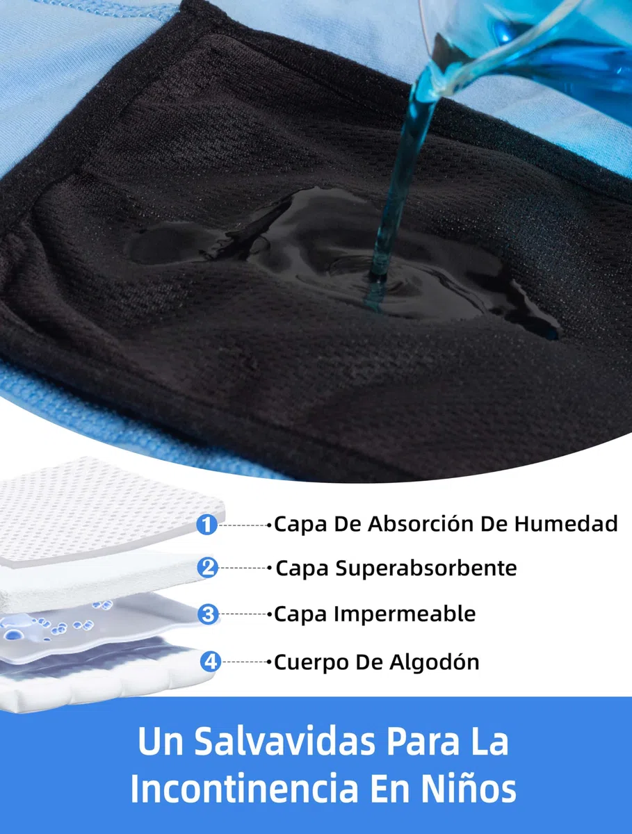 TIICHOO Calzoncillos Absorbentes Niño Boxer Incontinencia Urinaria Lavable Bragas Incontinencia Niño Pack de 5