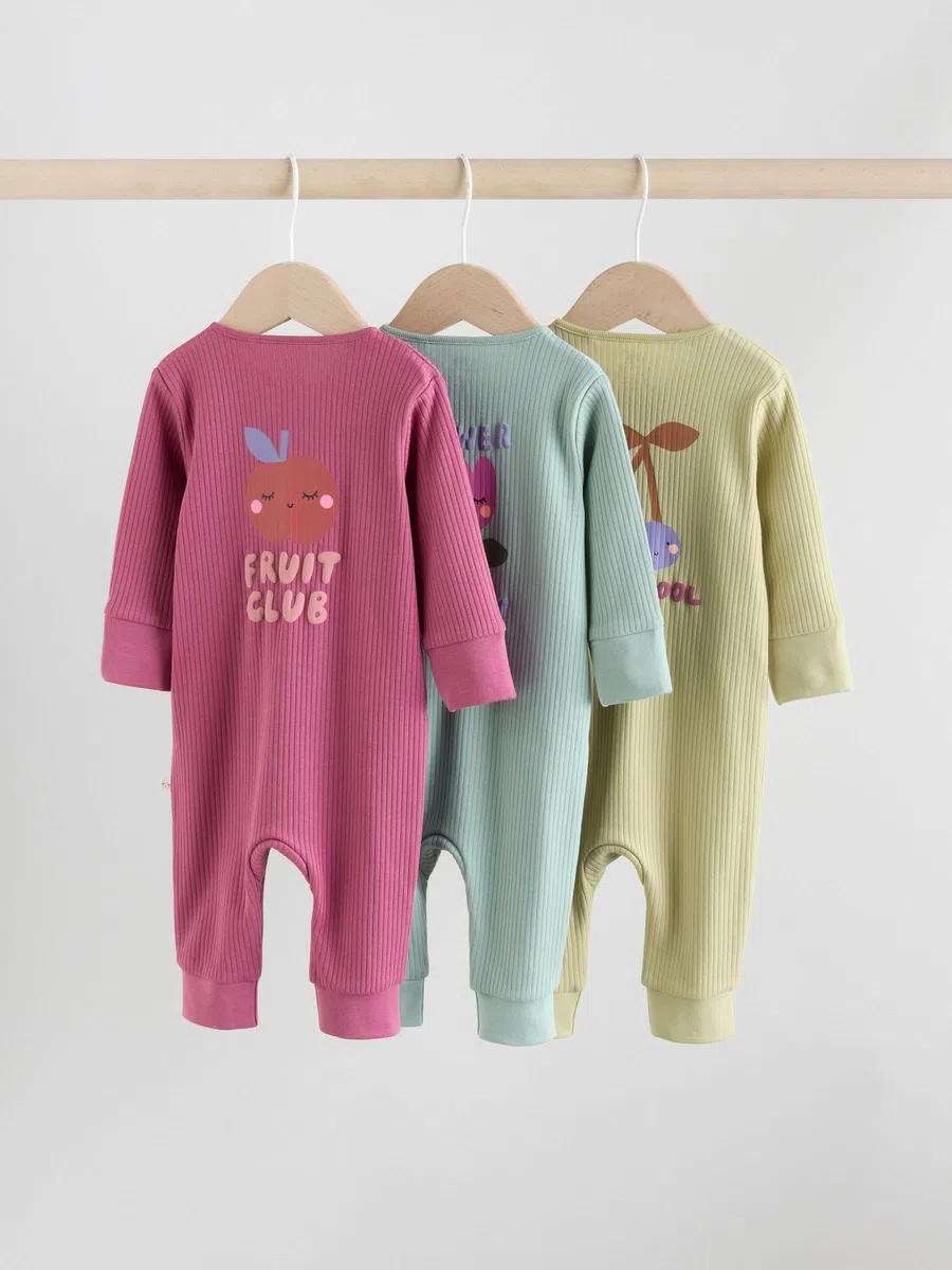 NEXT Bebés niña Pack de 3 Peleles con Cremallera bidireccional para bebé