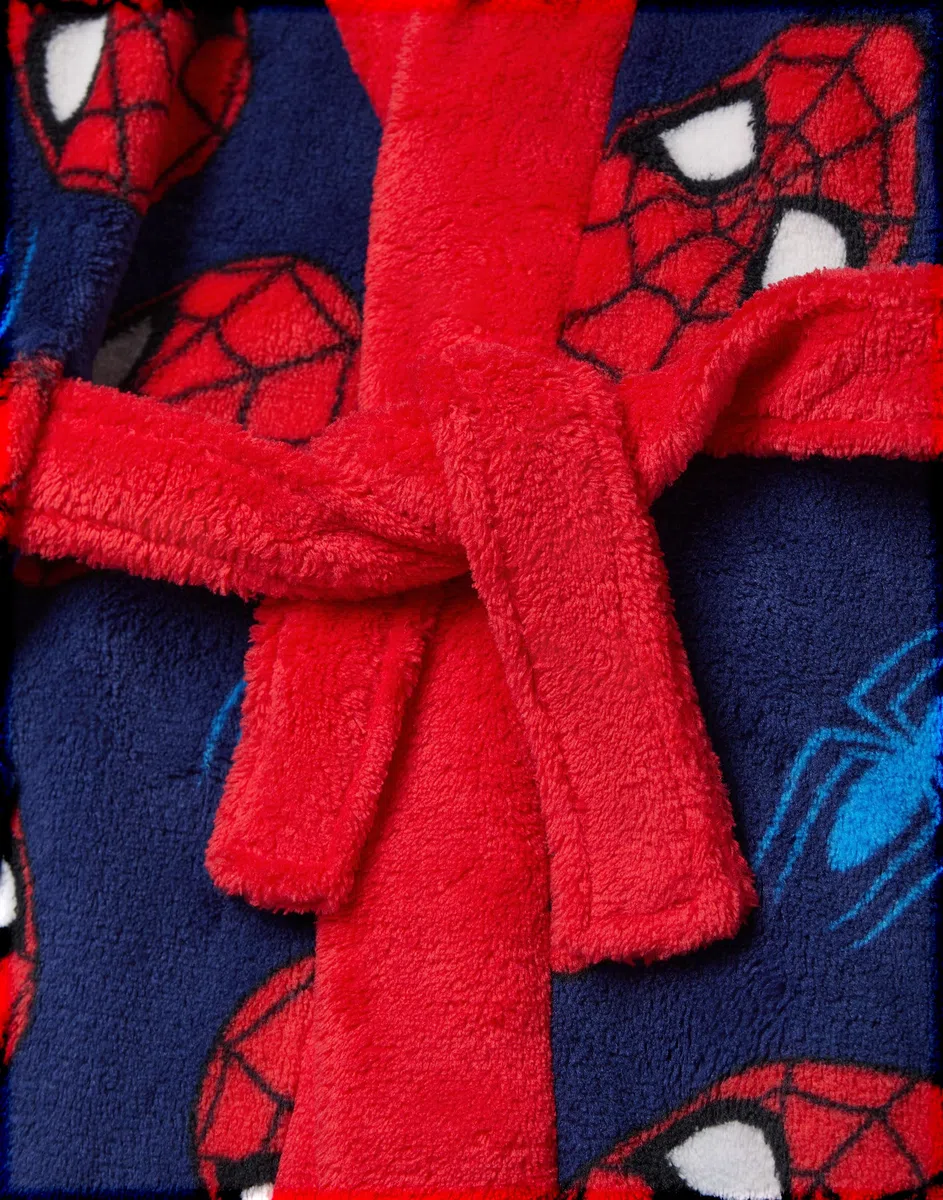 Marvel Albornoz de Spider-Man para niños, pijama de superhéroe azul y rojo, bata de cómics, regalo