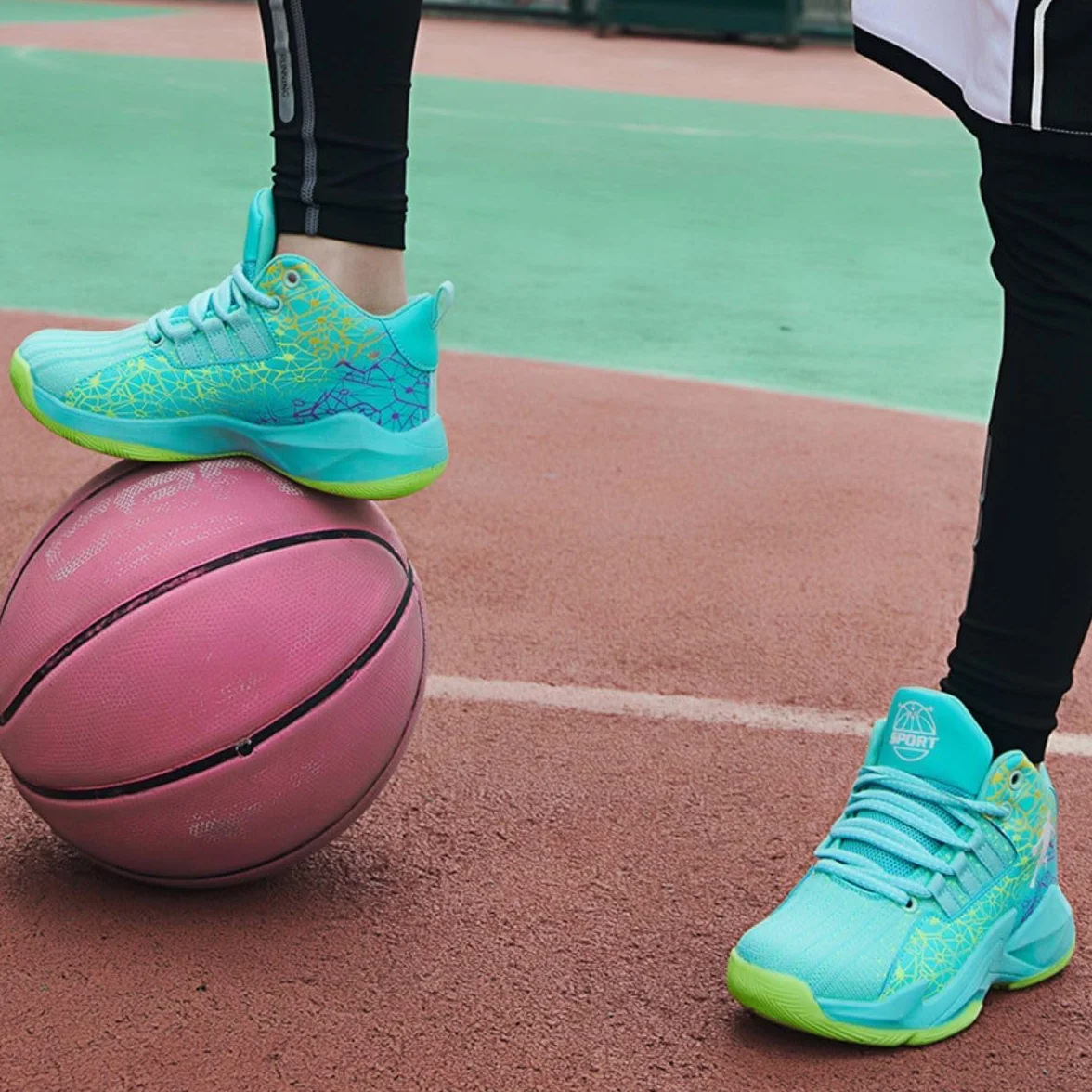 Zapatillas de Baloncesto para Niños Moda Calzado de Baloncesto para Niño Aire Libre Deportivas Fitness Antideslizantes para Correr Zapatos de Running (BBA-R16, 32EU)