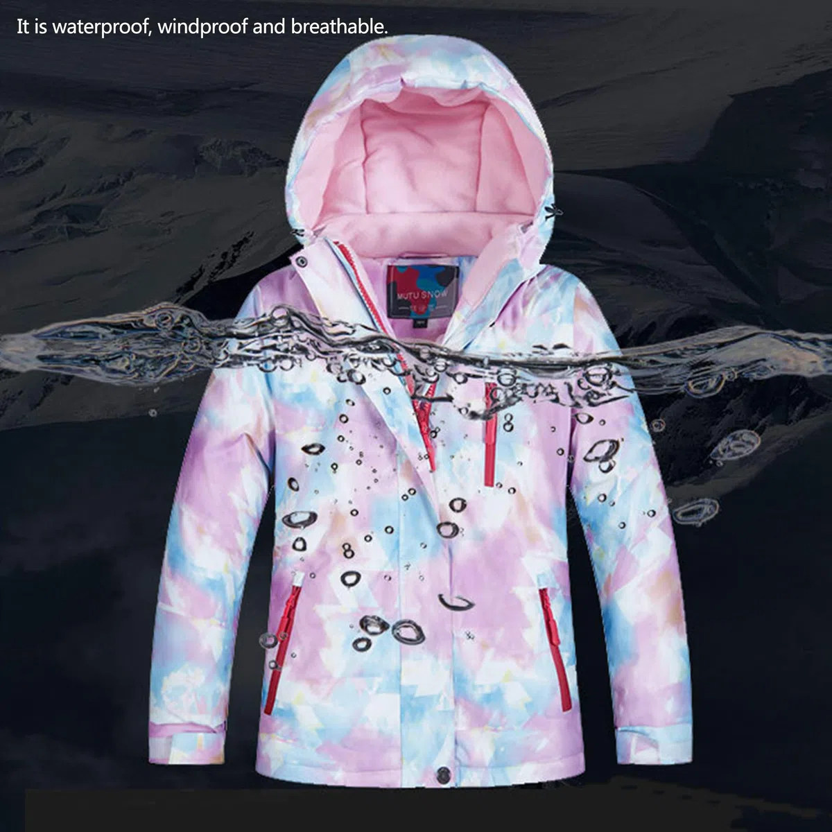Traje de Nieve Niños Impermeable Conjunto de Esquí Niñas 2 Piezas Chaqueta con Capucha + Pantalón de Esquí para Invierno