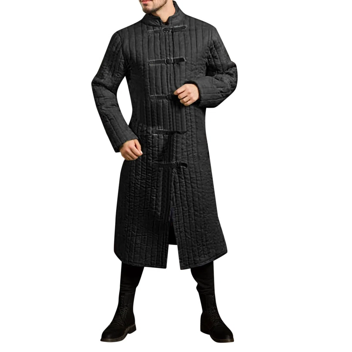 Genérico GambesóN Acolchado Grueso Abrigo Aketon Chaqueta de Armadura GambesóN de Manga Larga Disfraces de Teatro Medieval