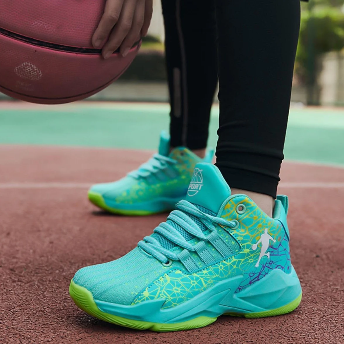 Zapatillas de Baloncesto para Niños Moda Calzado de Baloncesto para Niño Aire Libre Deportivas Fitness Antideslizantes para Correr Zapatos de Running (BBA-R16, 32EU)