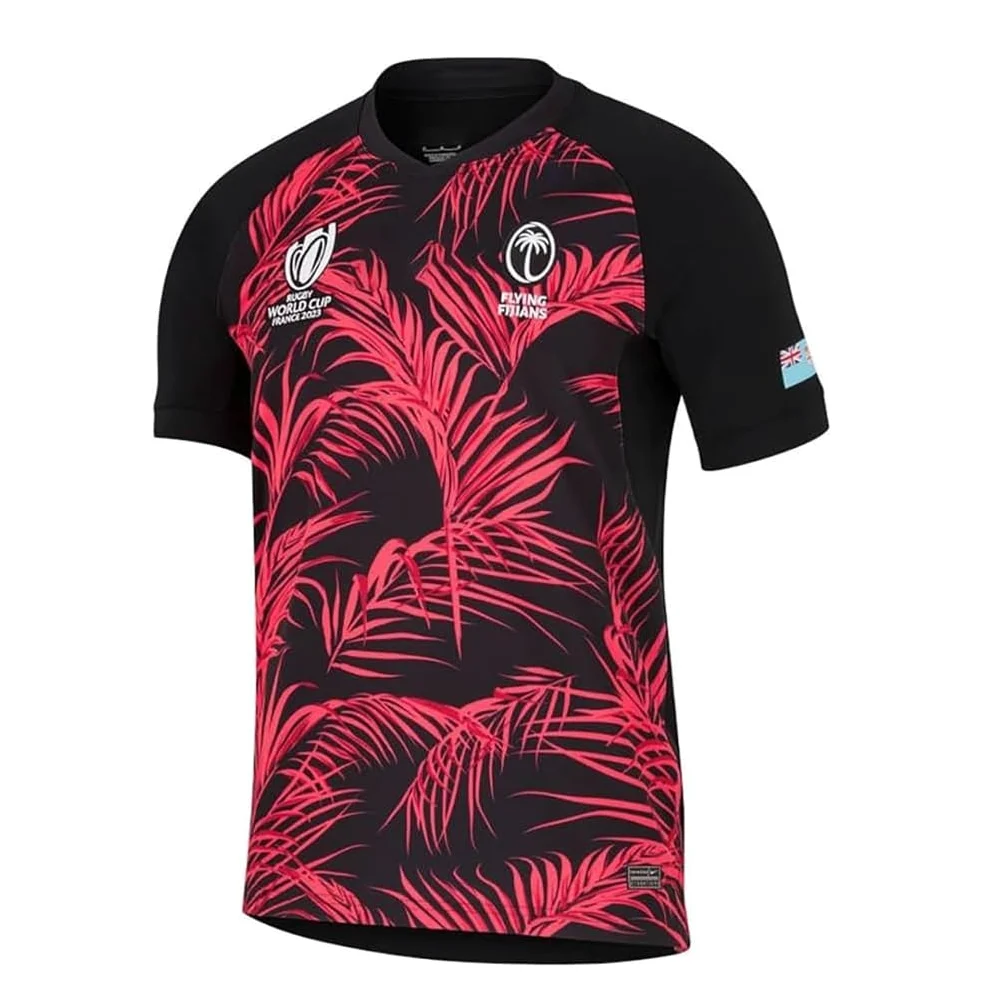 Copa del Mundo RWC Fiji 2023, Camiseta de Rugby, Camiseta de fútbol de Entrenamiento for Hombre(Negro,M)