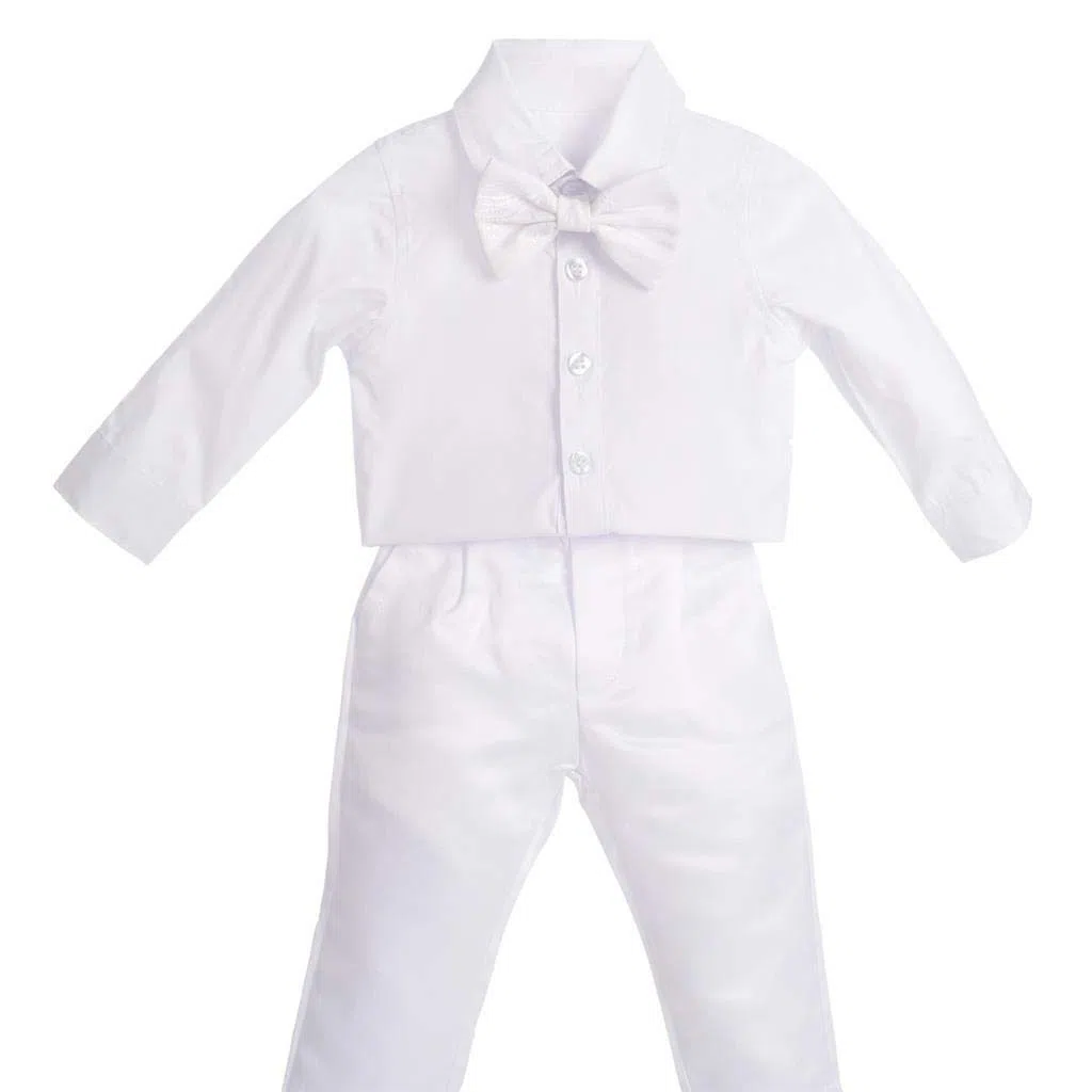 Lito Angels Ropa Traje de Bautizo Blanco para Bebe Niño, con Gorro Capó, Manga Larga, Floral