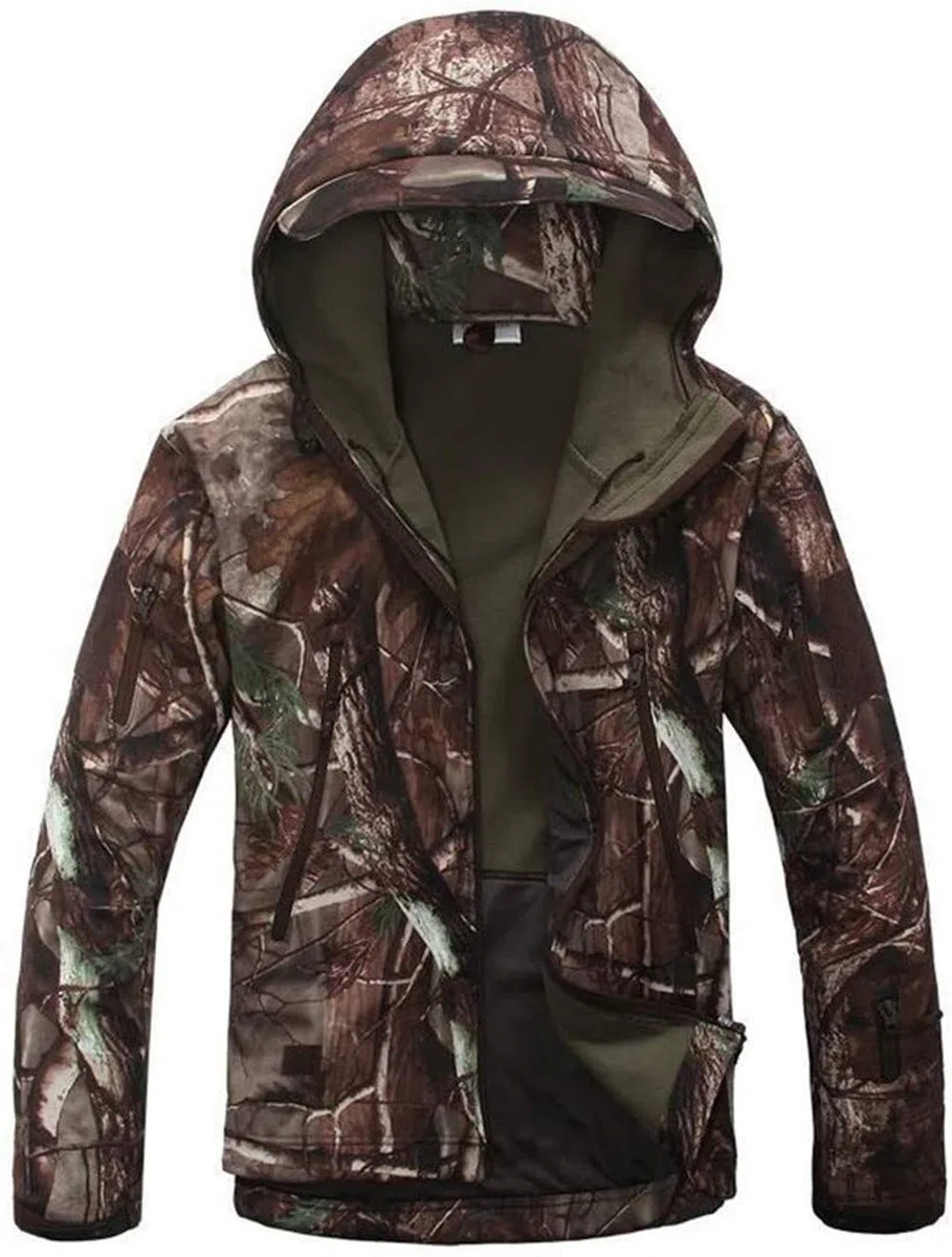 Czen Chaqueta Softshell de camuflaje táctico para hombre Otoño Invierno Ejército al aire libre Militar Forro polar Chaqueta impermeable con capucha Abrigo de caza