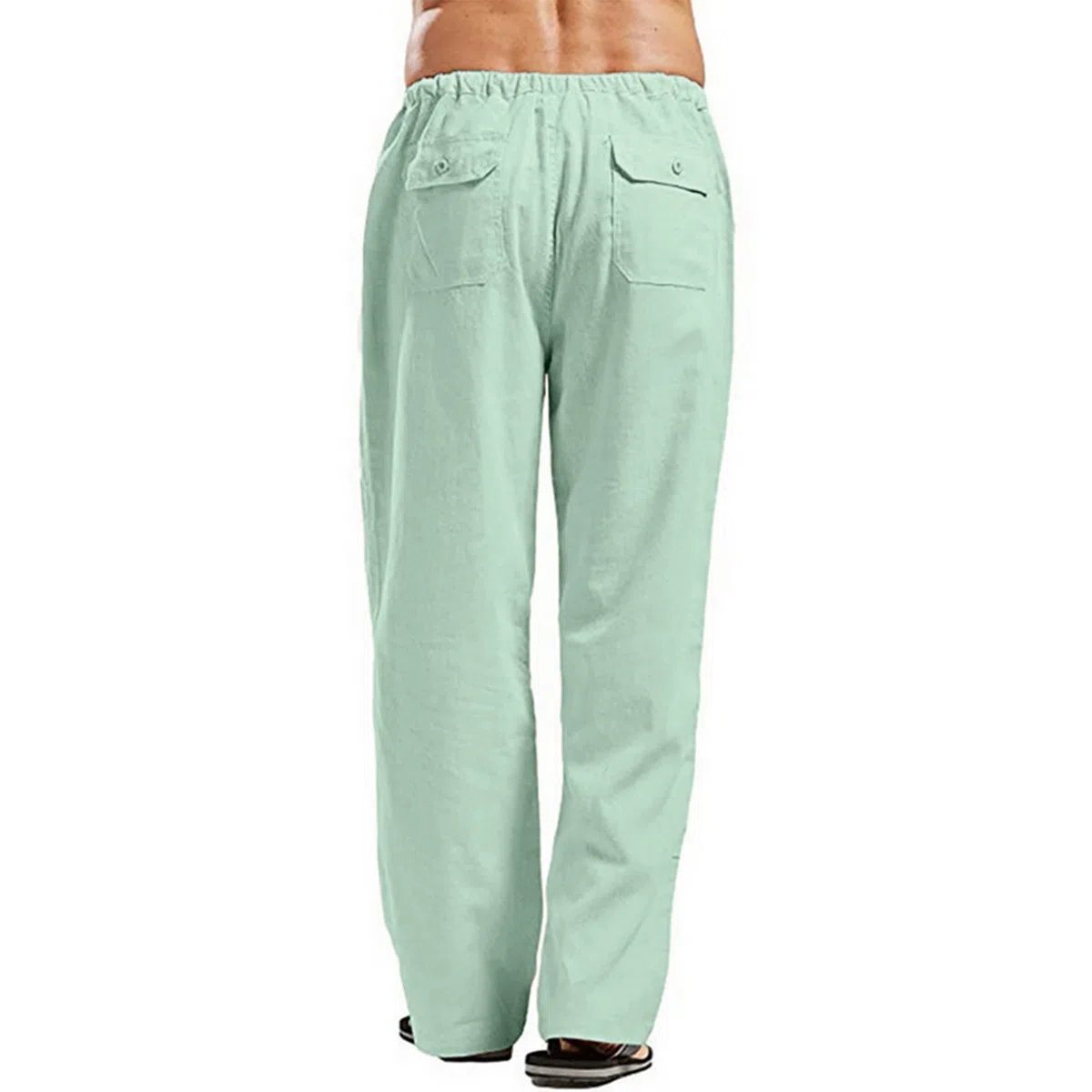 Pantalones de lino de colores sólidos para hombre, ajuste relajado, pantalones de yoga casuales, pantalones de pierna recta