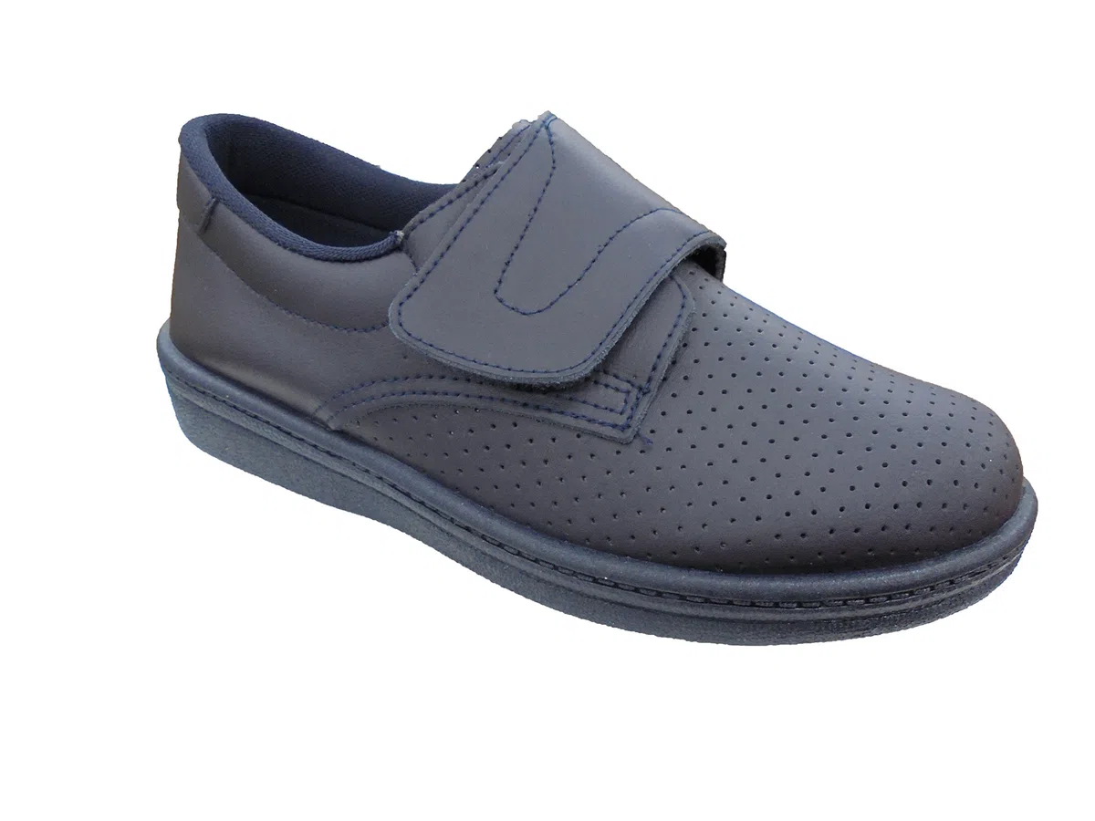 Zuecos Sanitarios Anatomicos en Piel para Hombre, Mod.293 Calzado Made in Spain, Garantia de Calidad. (44, Azul Marino)