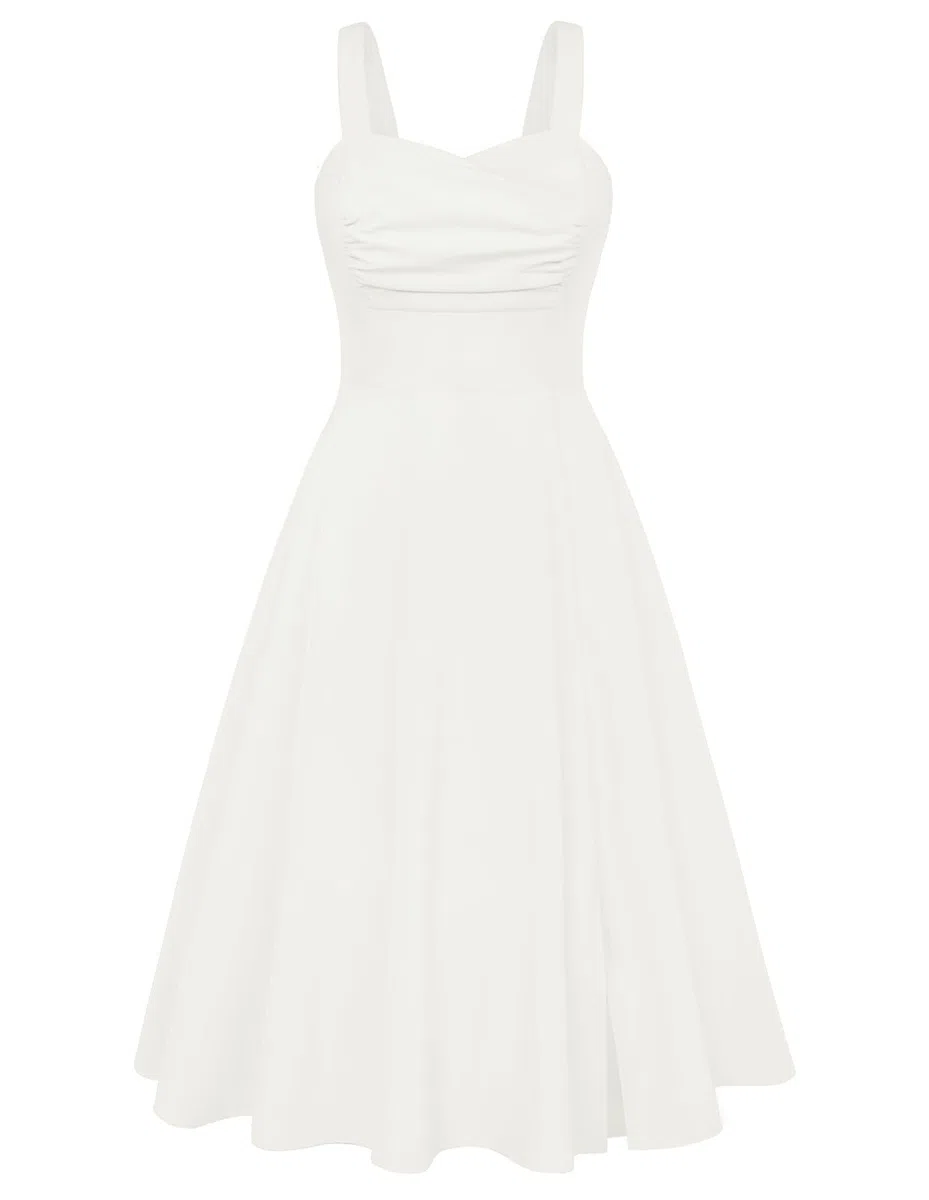 Belle Poque Vestido Vintage para Mujer, Vestido Floral Espagueti, Vestido de Verano con Aberturas, Vestido Informal con Bolsillos