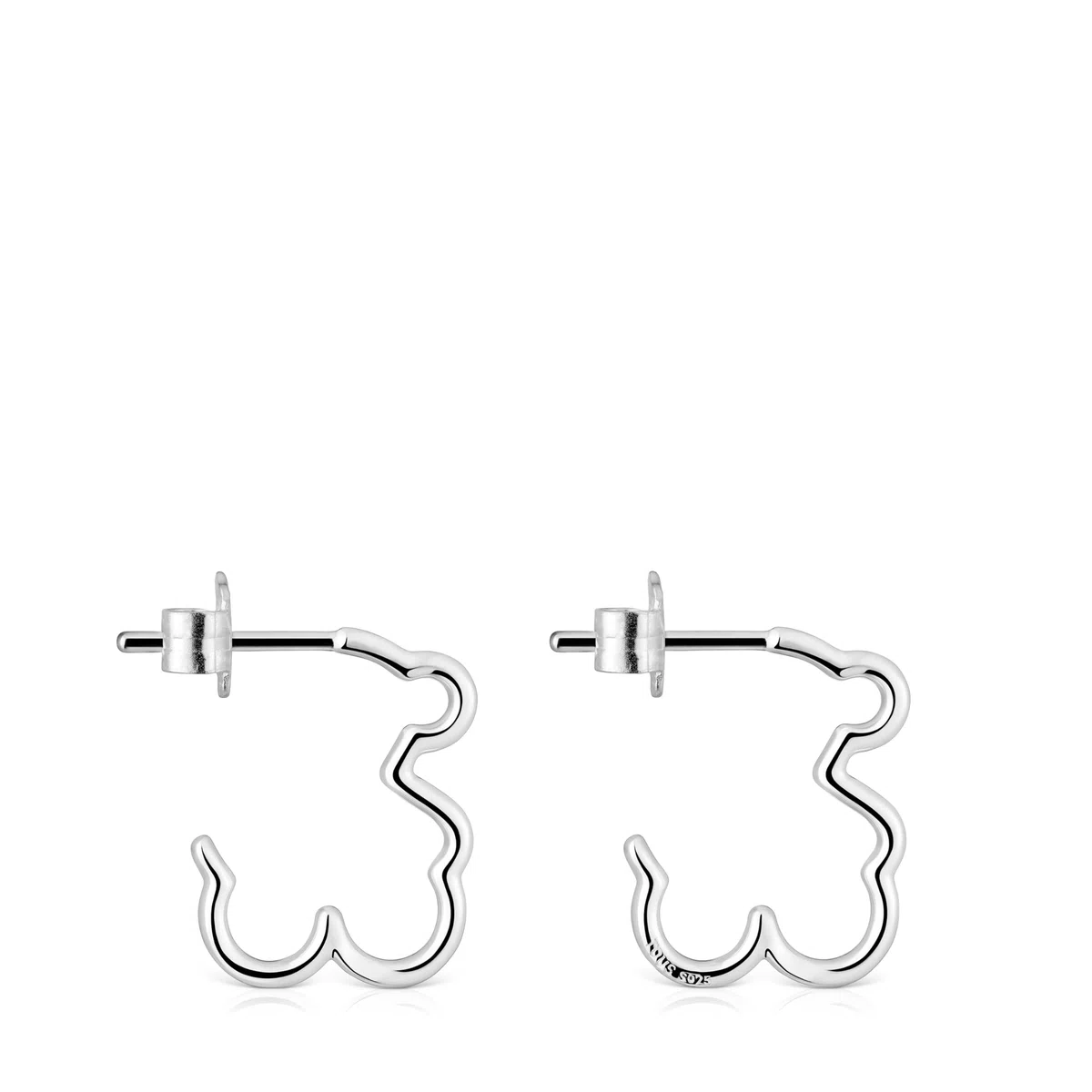 TOUS Pendientes de Plata de Primera Ley para Mujer con Motivo de Oso de 16 mm, Colección Silueta