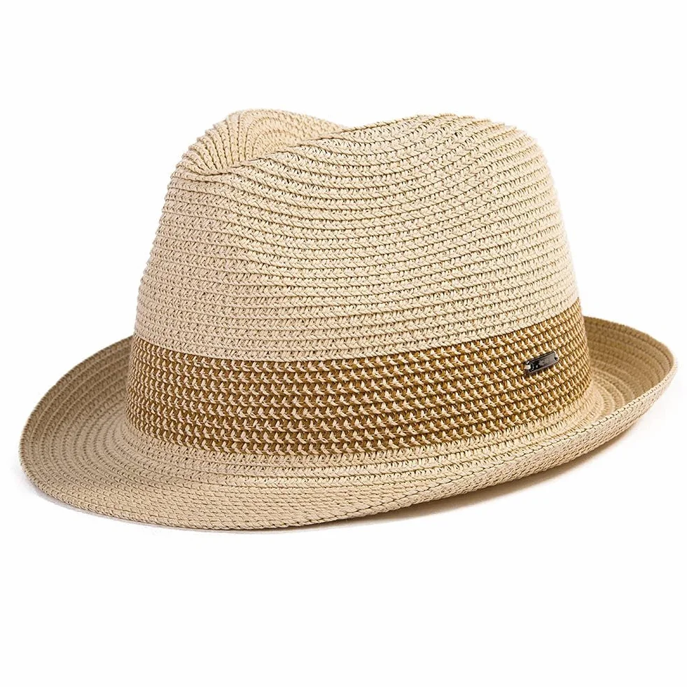 SIGGI Paja Unisex Dom Sombrero Hombres Empacables Mujeres Fedora Trilby Panamá Verano Ala Corta Moda