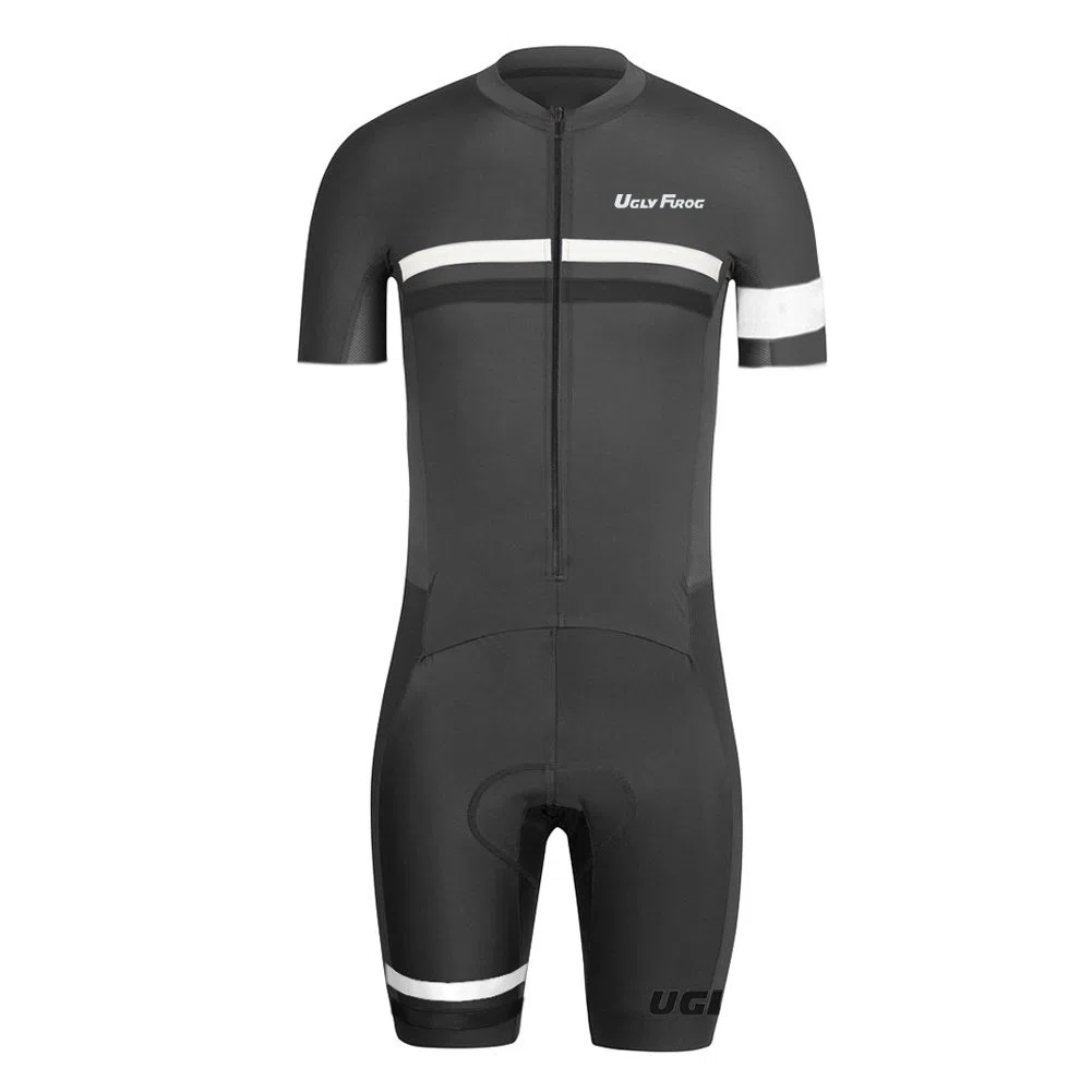 UGLY FROG Hombres Monos Manga Corto/Larga del Verano Transpirable Ciclismo Skinsuit Sets con Gel Pad Exterior Sportswear Triatlón Ropa Bodies Triatlón Clothes-Siamés
