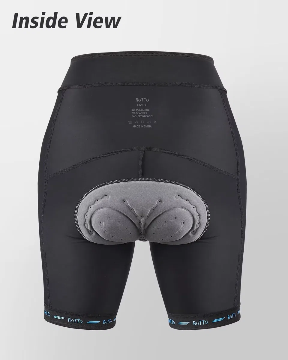 ROTTO Pantalones Cortos de Ciclismo para Mujer Acolchados con Relleno de Esponja y Gel con Bolsillos para Bicicleta Ciclismo de Carretera Montaña