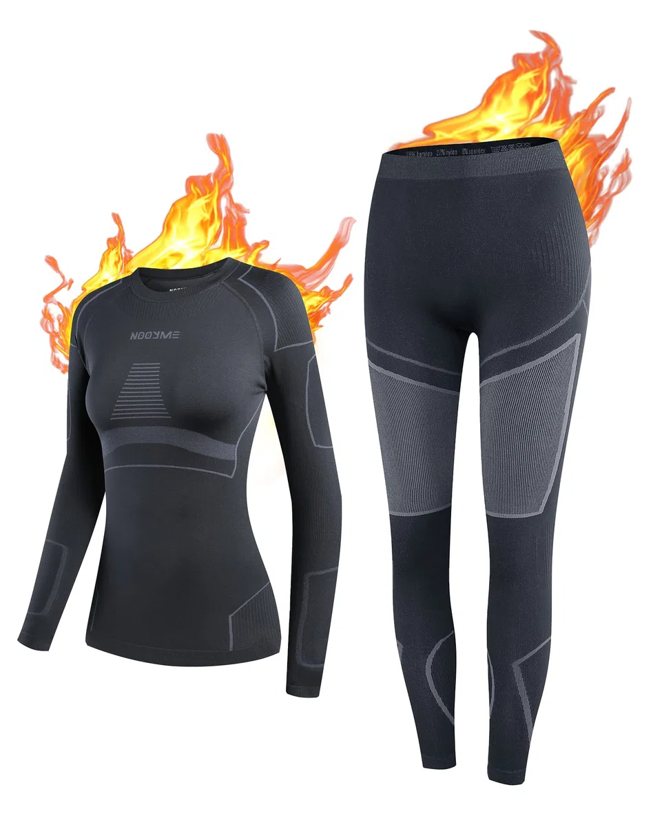 NOOYME Ropa Interior Térmica Mujer Funcional para Esquí - Termoactiva, Transpirable, Elástica, Suave y Cálida - Conjunto