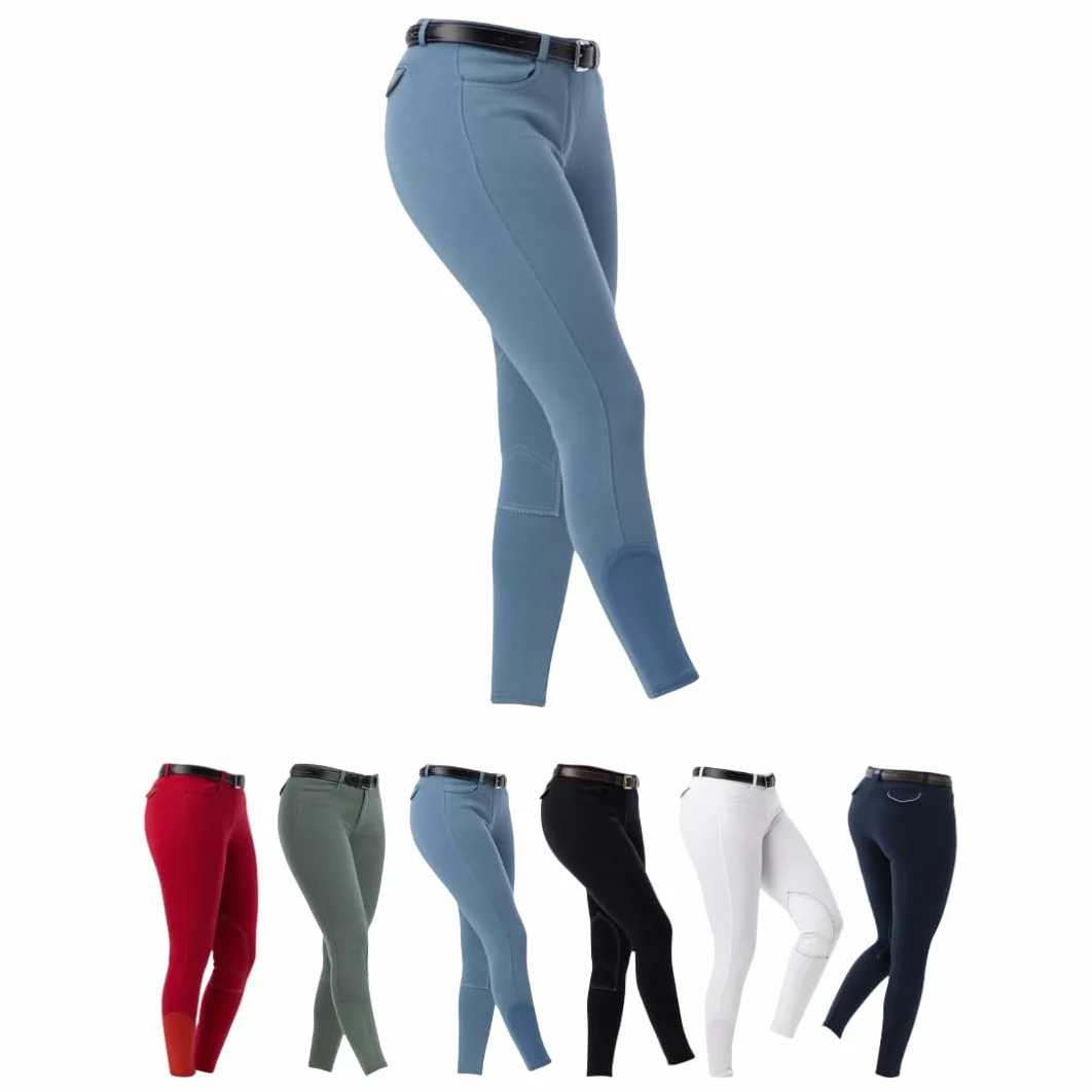 RIDING WORLD - Pantalones de equitación para mujer y niños Alexandrie | Pantalones de equitación con ribete en las rodillas de tela | con bolsillos delanteros | Leggings de equitación en seis colores