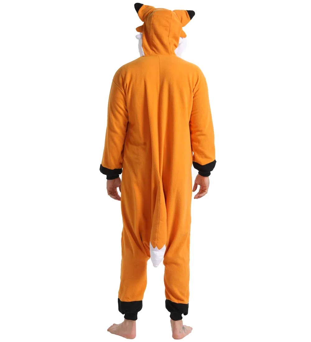 dressfan Unisex Disfraz Zorro Pijama Adulto,Animal Fox Monos Traje Ropa de Dormir,Cosplay Disfraces de Carnaval Halloween, Mujer Hombre