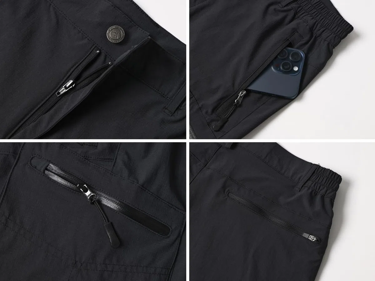 Tansozer Pantalones Cortos de Senderismo Mens con Bolsillo con Cremallera Outdoor Senderismo montañismo Verano Pantalones Cortos
