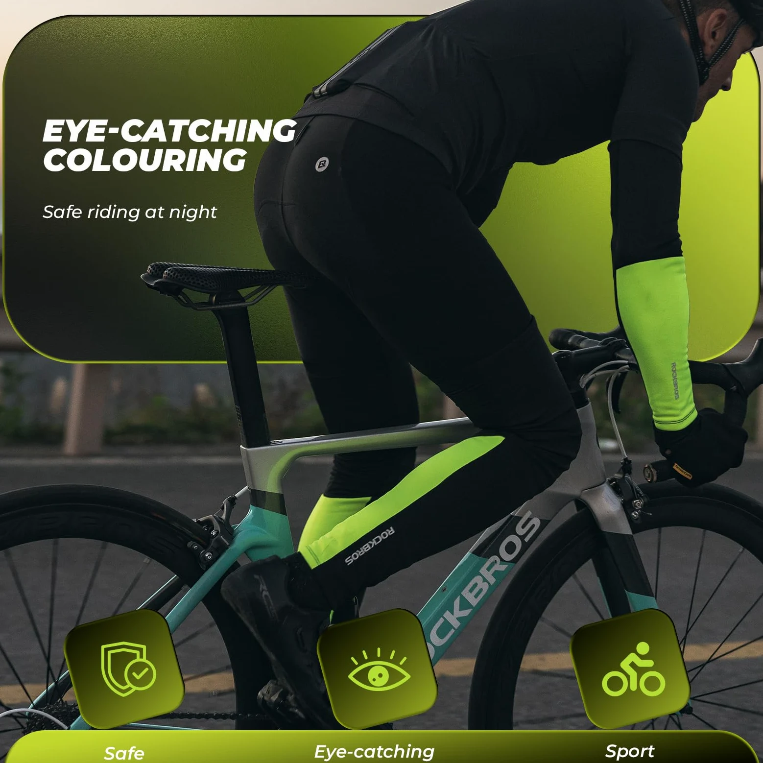 ROCKBROS Mangas del Brazo y Perneras Térmicas Invierno, Calentadores de Ciclismo Antideslizante a Prueba de Viento para Bicicleta Running Ejercicio Deportes, Unisex Adulto