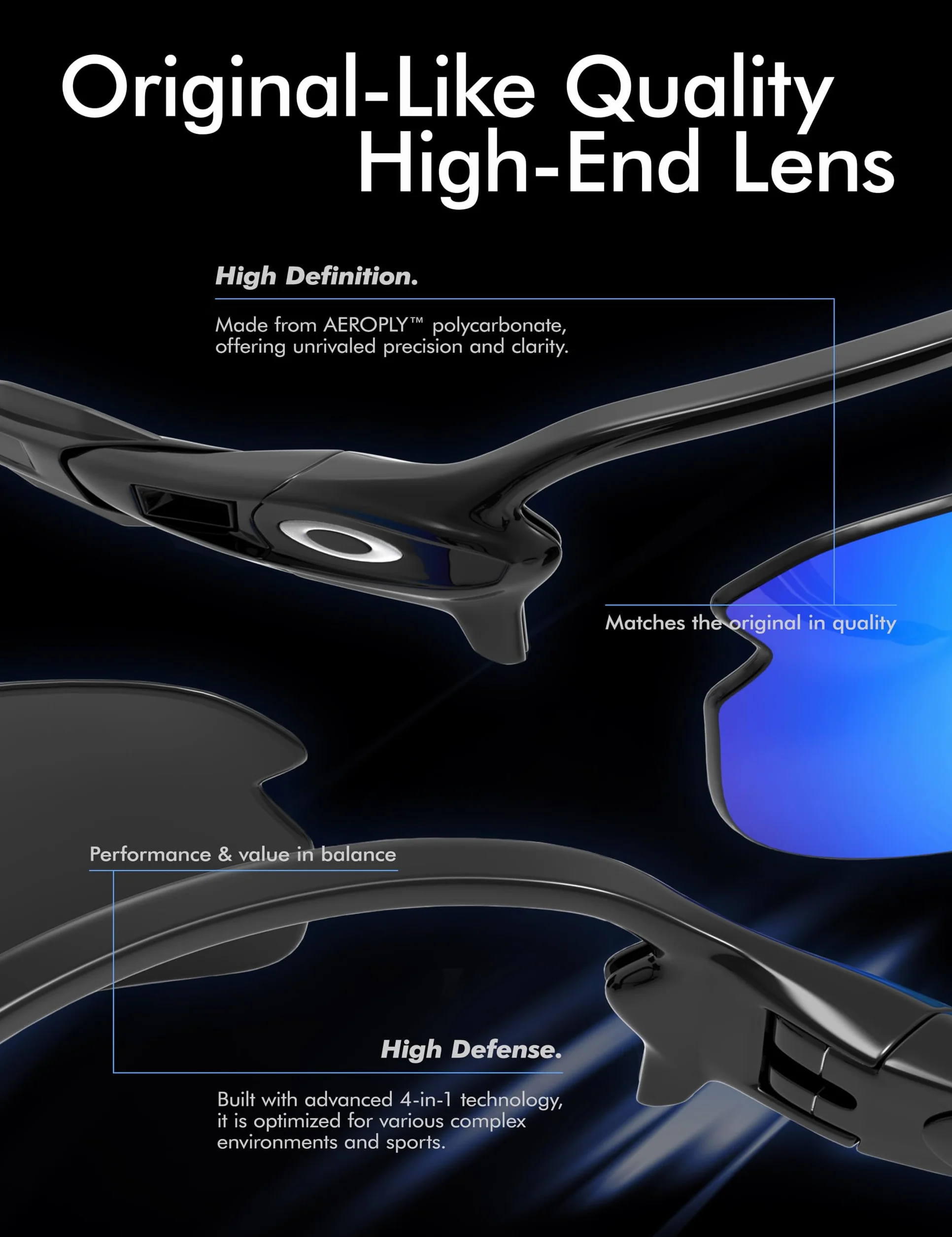 Saucer Lentes de repuesto de alta calidad compatibles con lentes de sol inteligentes Ray-Ban Meta Wayfarer (Gen 2) RW4012 de 53 mm