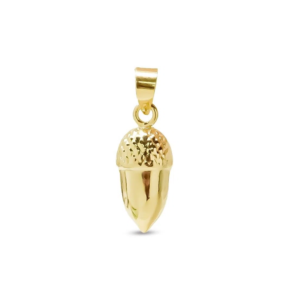 Colgante Bellota Plata Ley 925m chapado oro 15mm. hueco lisa combinada detalles