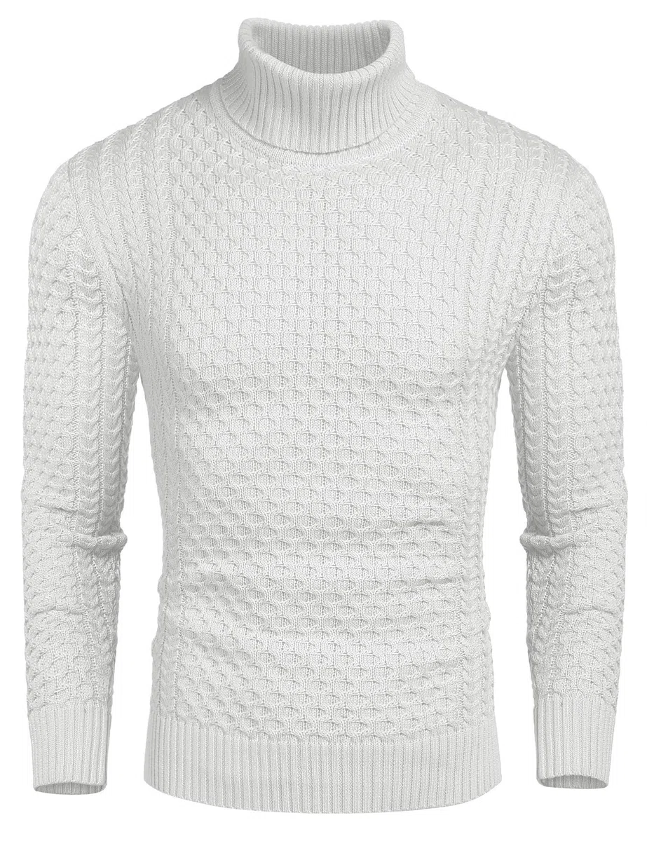 COOFANDY Jersey Hombre Cuello Alto Invierno Sueter Manga Larga Cuello Vuelto Jersey de Punto Sweater Ajustado