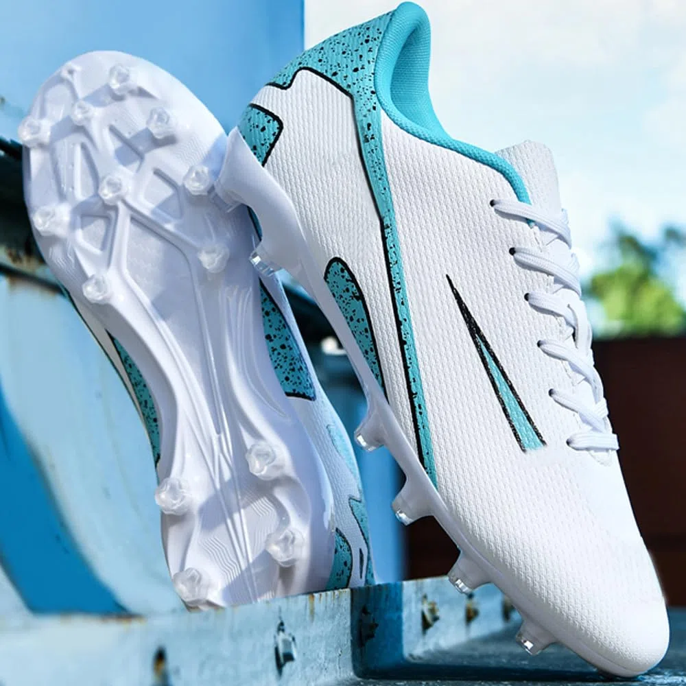 Zapatillas de Fútbol Mujer Spike Aire Libre Atletismo Entrenamiento Botas Profesionales Calzado de Fútbol Tacos de fútbol Deportivas Unisex Blanco 42 EU