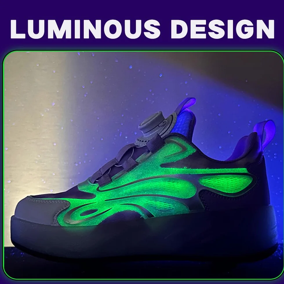 Mateju Zapatos con Ruedas para Niñas Niños, Patines con 4 Ruedas Retirable, Zapatillas de Skateboarding Brillar en la Noche, Zapatillas Deportivas al Aire Libre Multiusos