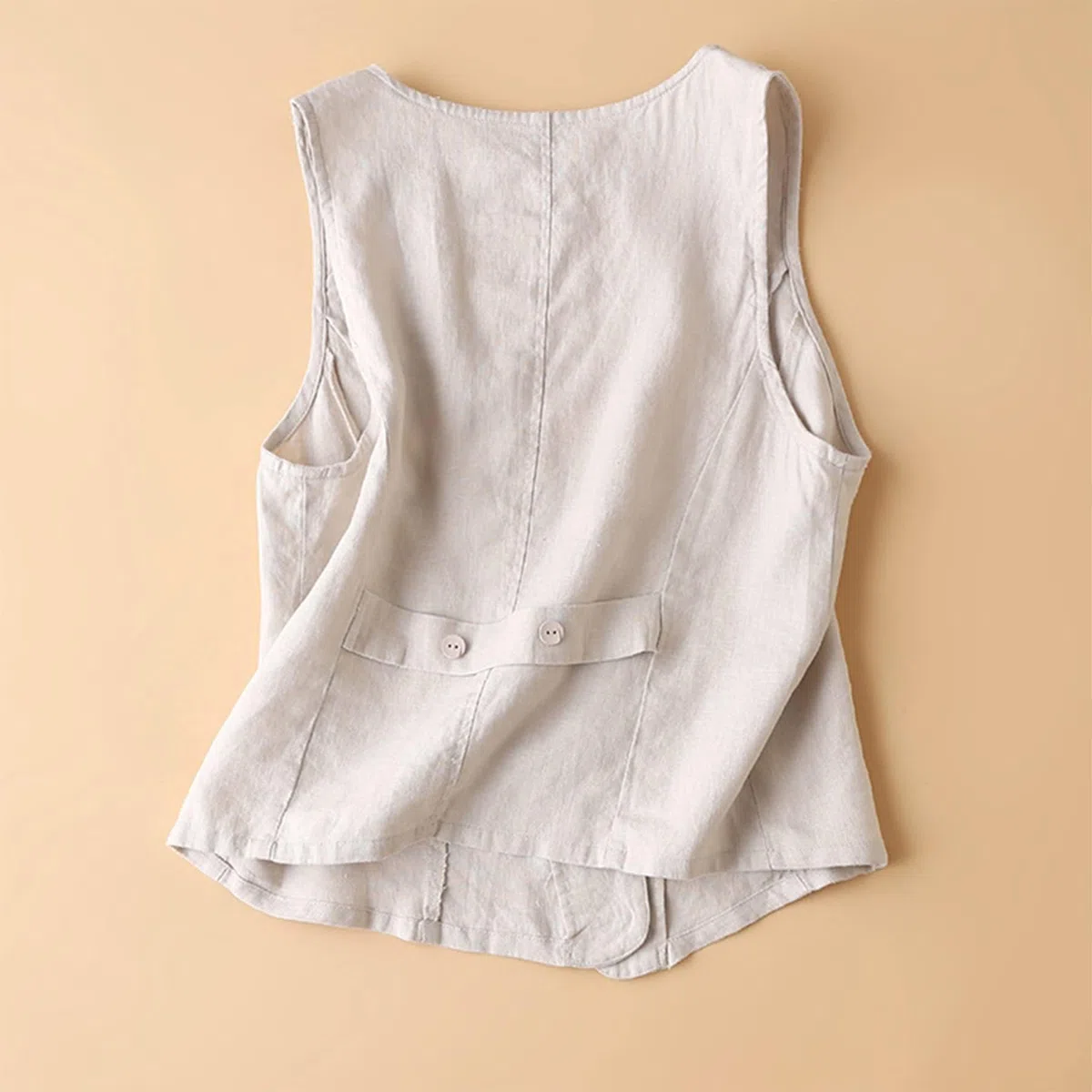 Tuikayoo Chaleco de lino para mujer, casual, sin mangas, con cuello en V, chaqueta ligera
