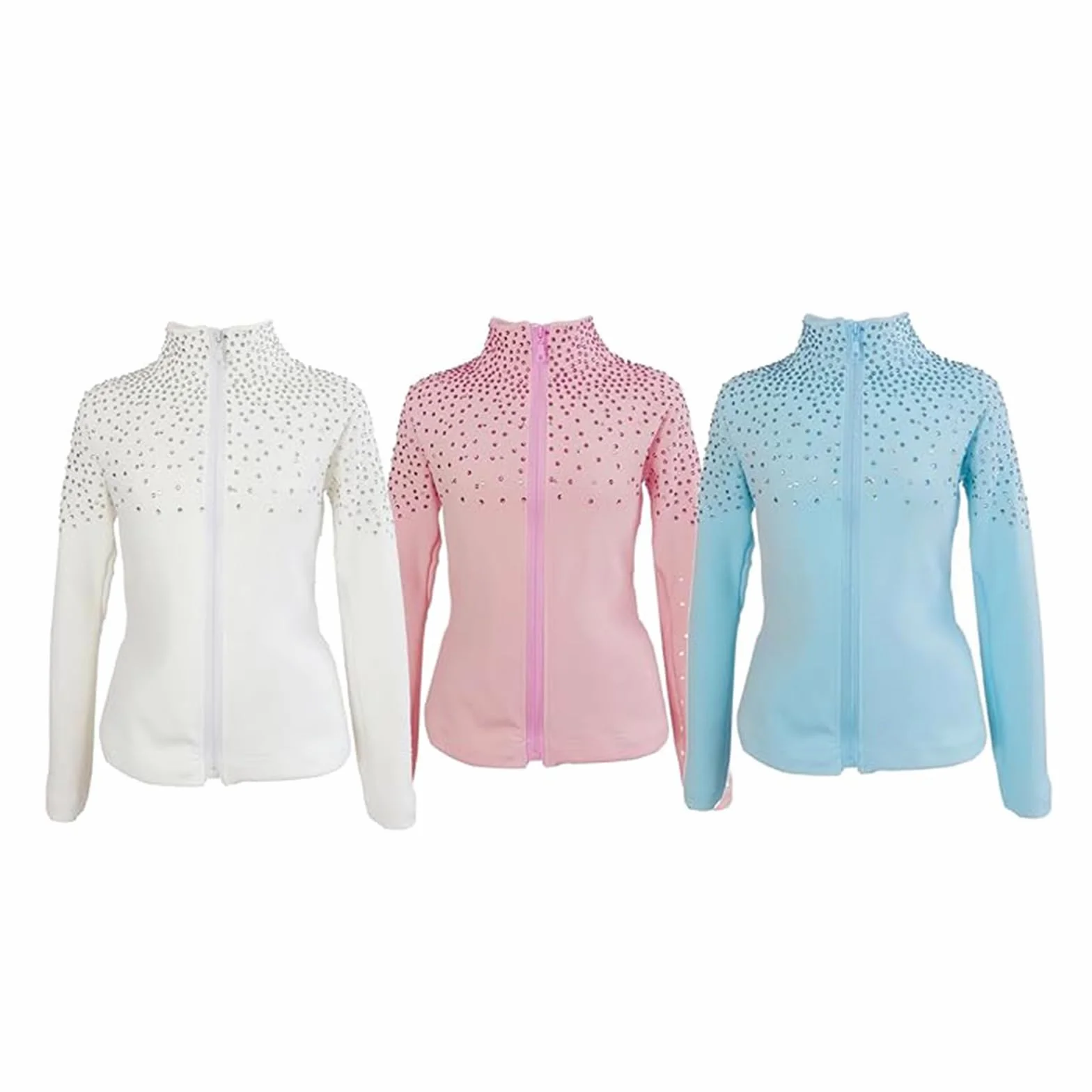 LIUHUO Chaqueta de patinaje sobre hielo para niñas y mujeres, forro polar elástico, para entrenamiento, patinaje artístico, blanco, 4-6 años