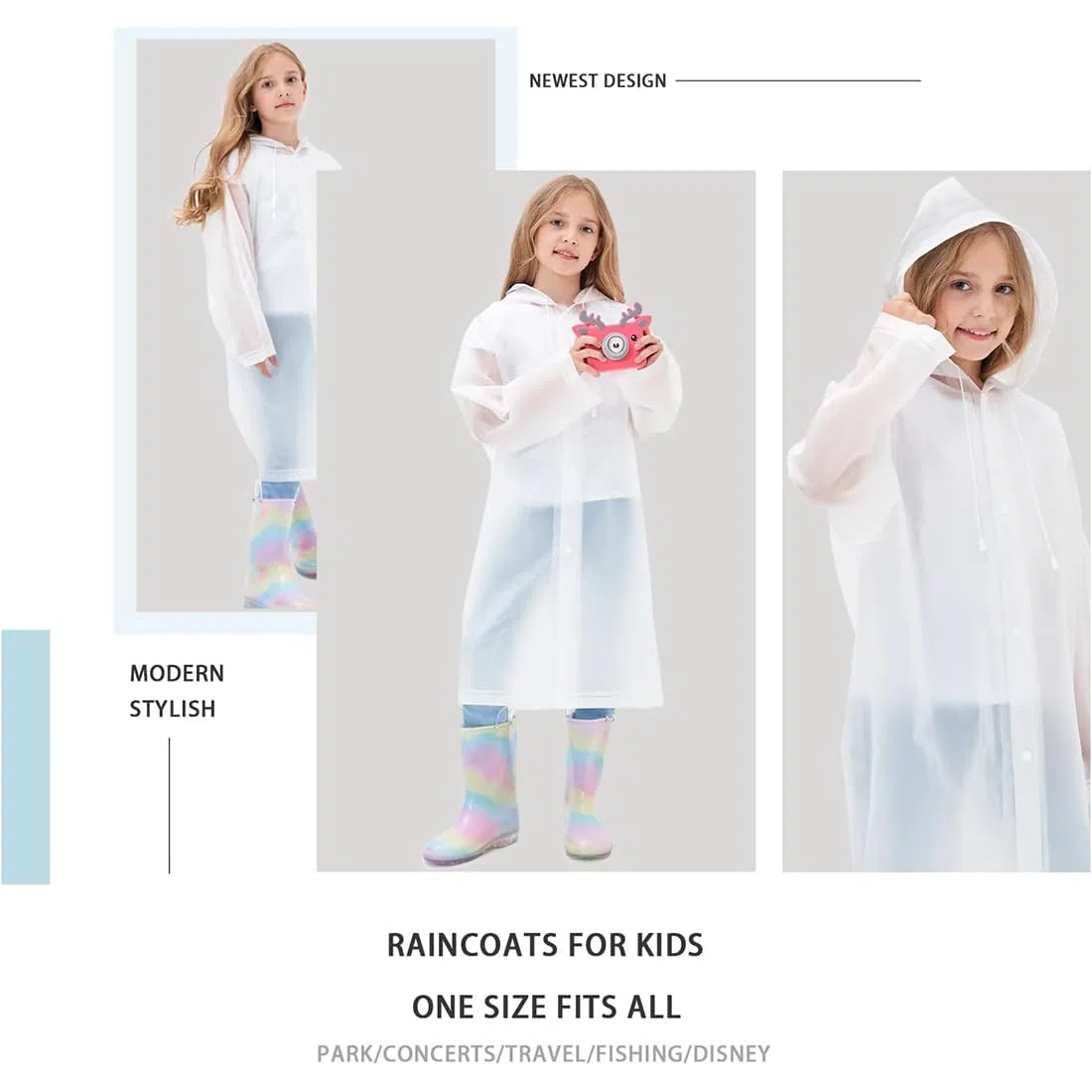 2 Piezas Eva Poncho Reutilizable,Poncho de lluvia para niños,Poncho de lluvia impermeable portátil,Adecuado para niños