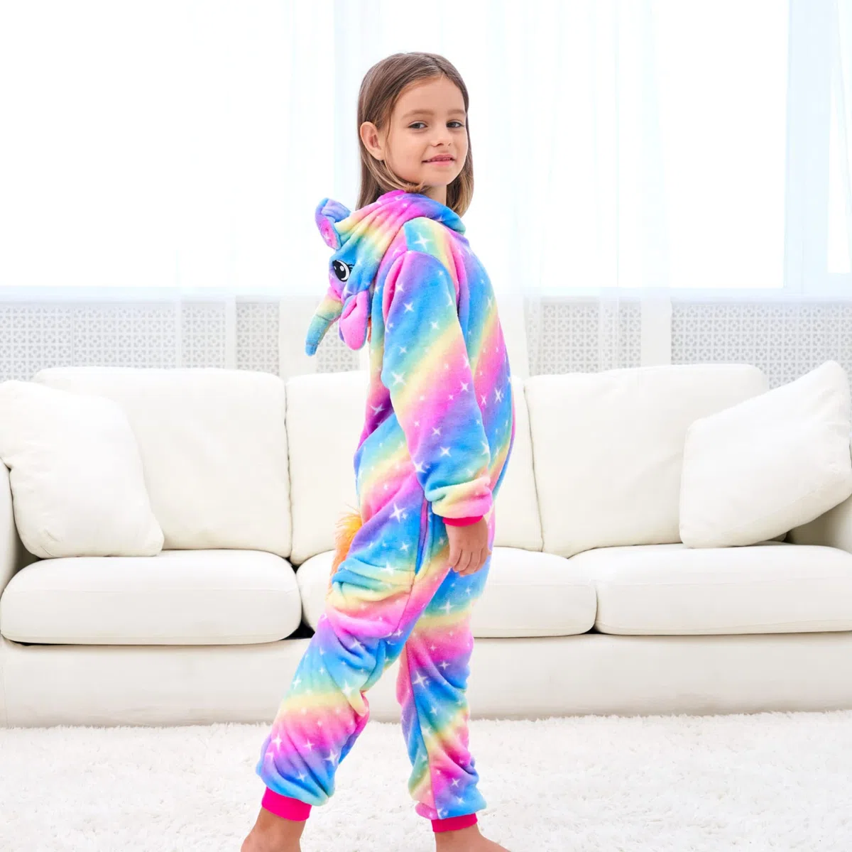 Pijama de Unicornio Suave Onesie Pijamas de Una Pieza para Niñas