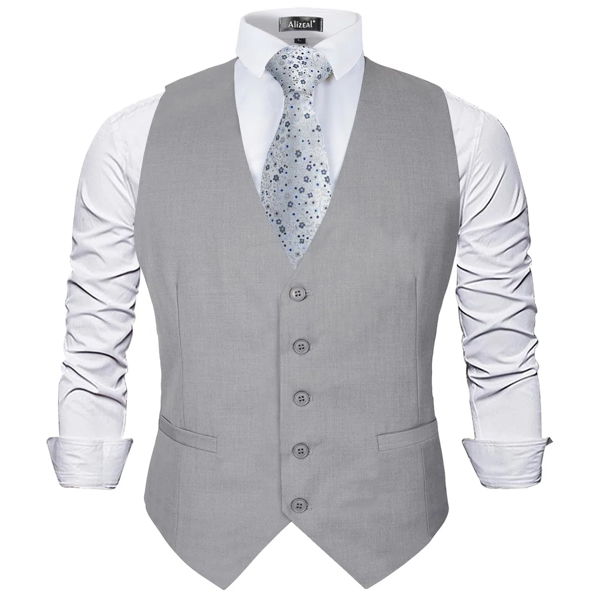 Alizeal Chaleco de traje de negocios de color sólido clásico para hombre Chaleco de esmoquin de ajuste regular