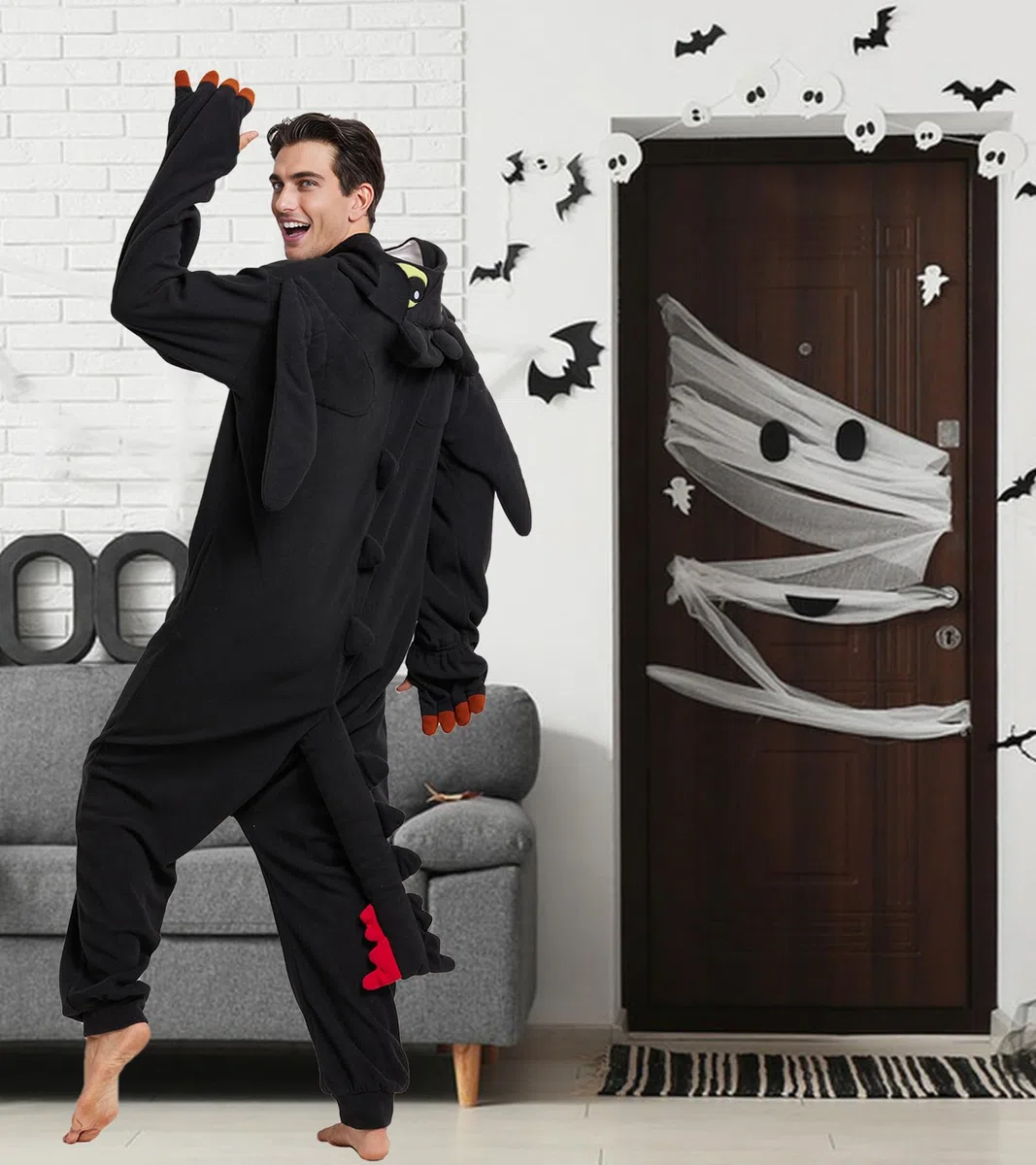 Guturris Unisex Adultos Pijama de Dragón Onesie Animal Disfraz de Halloween Fiesta Cosplay Mono Anime Disfraz de Carnaval