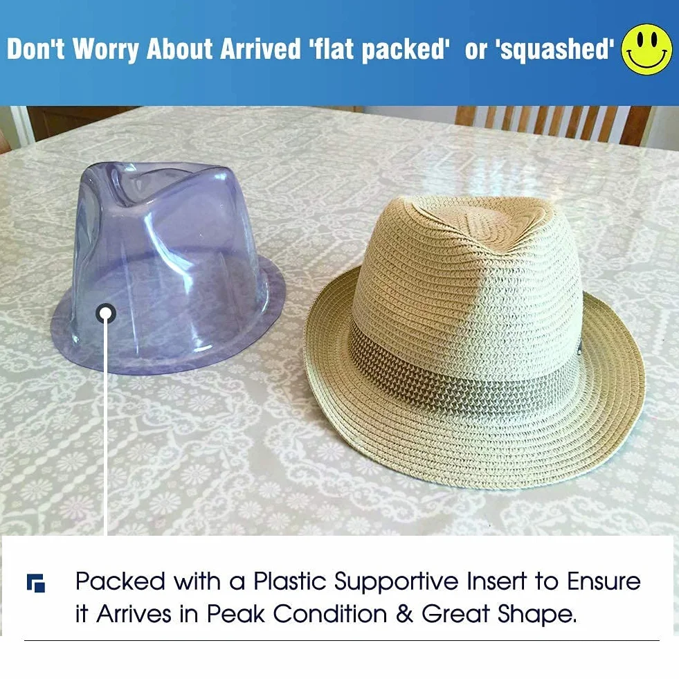 SIGGI Paja Unisex Dom Sombrero Hombres Empacables Mujeres Fedora Trilby Panamá Verano Ala Corta Moda