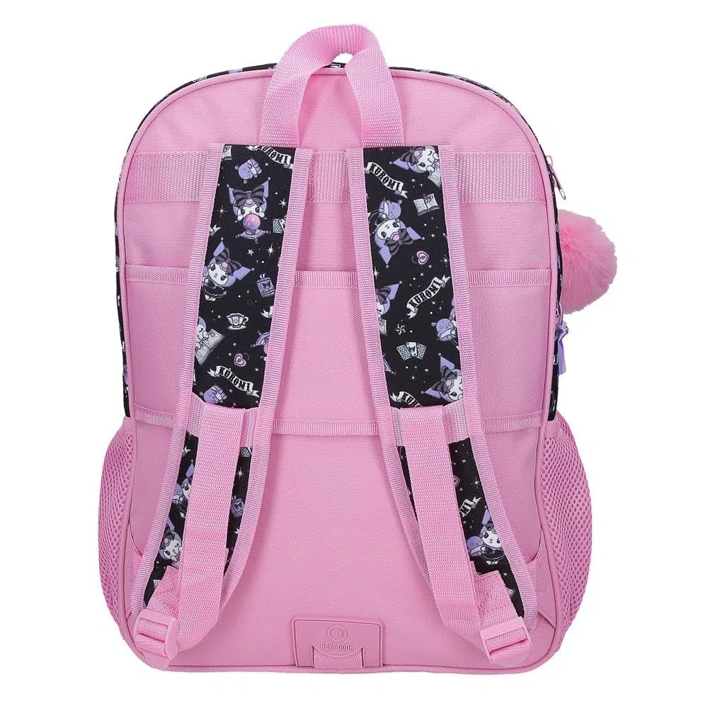 Sanrio Kuromi Fortune Telling Mochila infantil, mochila escolar, fabricada en Poliéster, bolsillos laterales, tirantes anchos ajustables de Joumma Bags