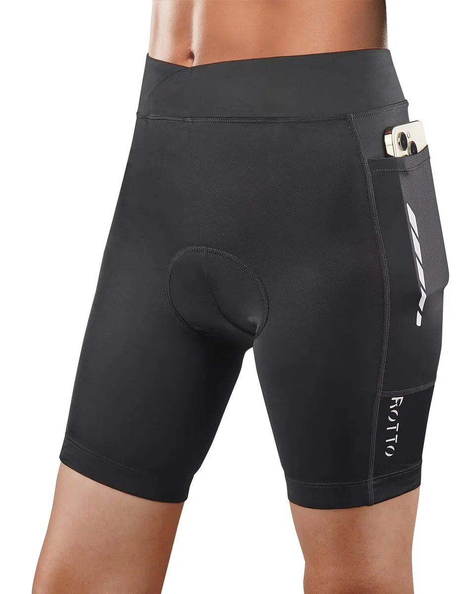ROTTO Pantalones Cortos de Ciclismo para Mujer Acolchados con Relleno de Esponja y Gel con Bolsillos para Bicicleta Ciclismo de Carretera Montaña