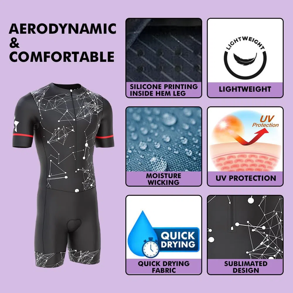 Traje de ciclismo para hombre, acolchado de gel, de una pieza, diseño sublimado