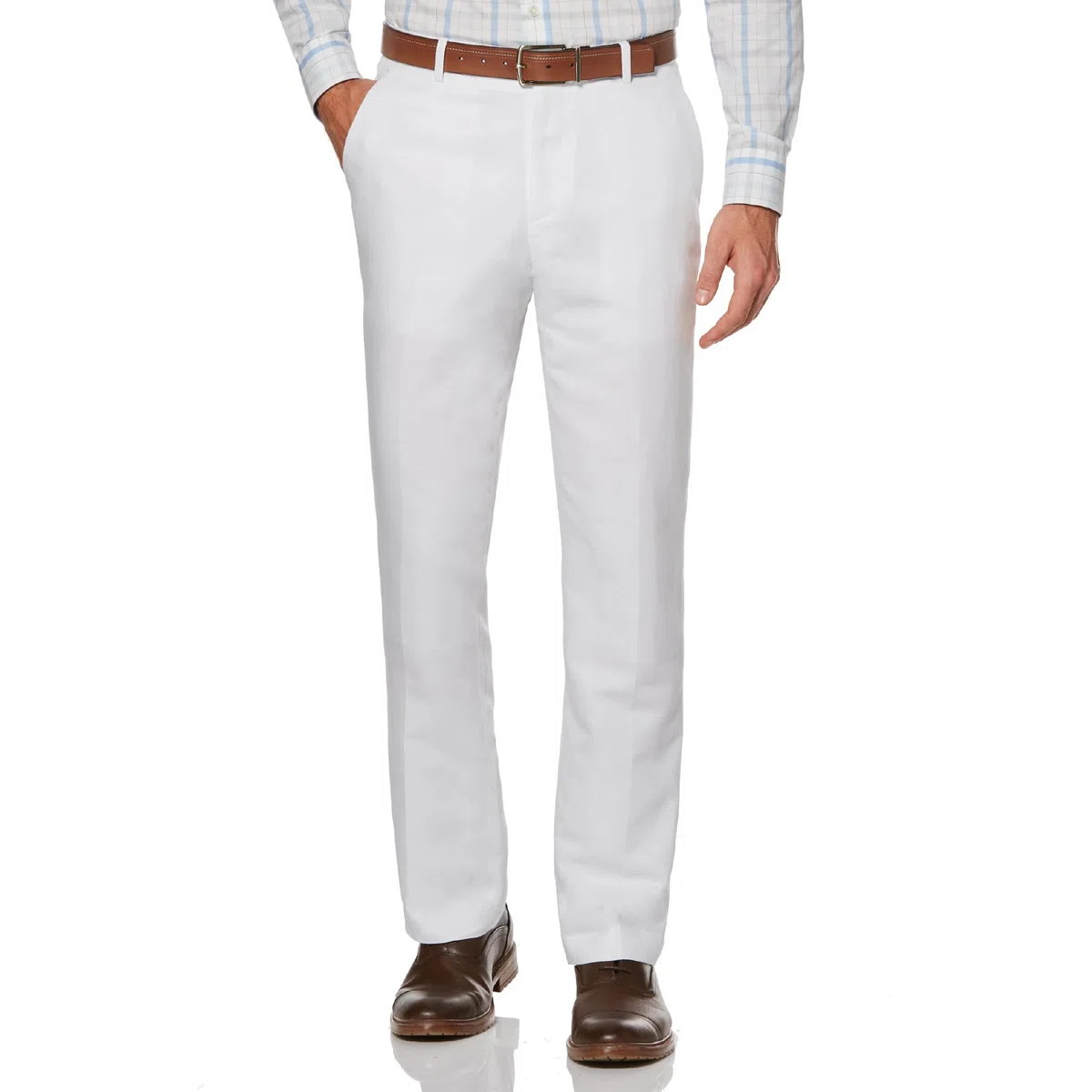 Perry Ellis Linen Blend Dress Pants, Flat Front, Durable Twill, Regular Fit, Breathable & Lightweight - Pantalones para Vestir Hombre