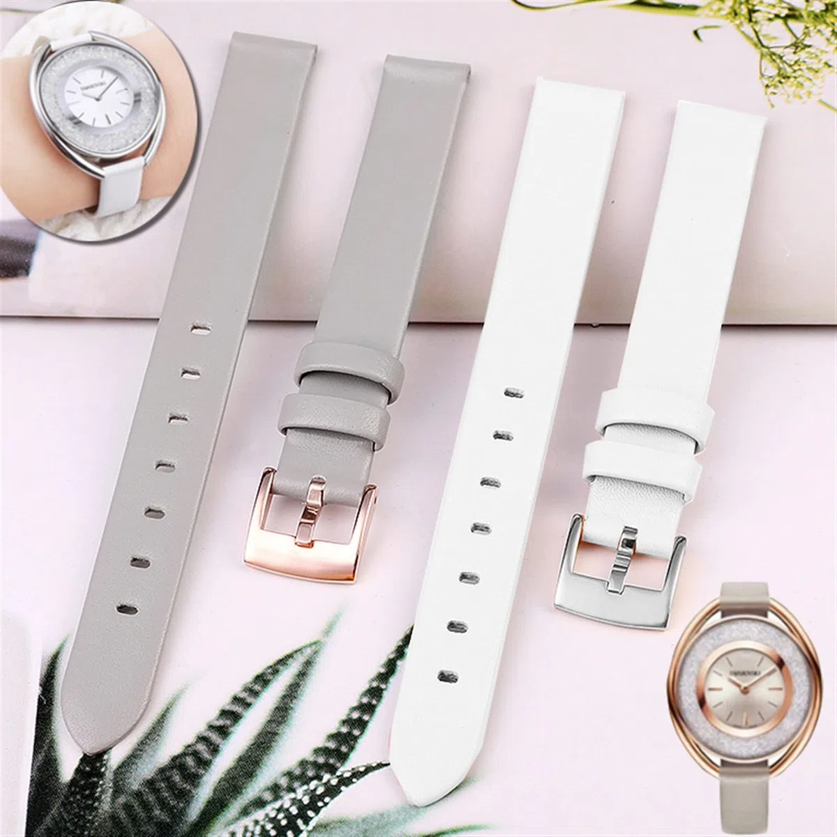 Correa de Cuero Genuina para Swarovski 5158517/5158544/5158972 Watchaccesorios Pulsera de Moda de 12 mm Watry Watch Femenina