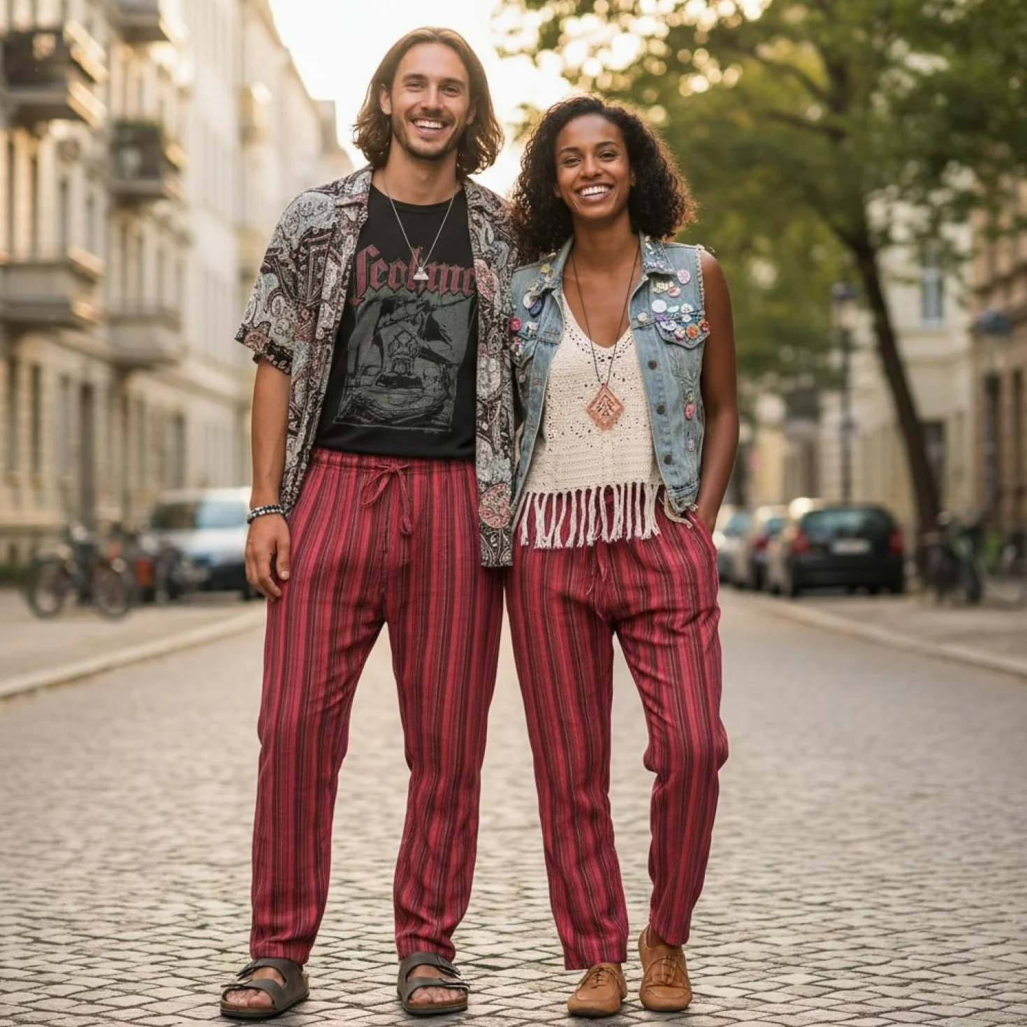 GURU-SHOP, Pantalones de Yoga, Pantalones Goa, Rojo, Algodón, Tamaño:XL (52), Pantalones de Hombre