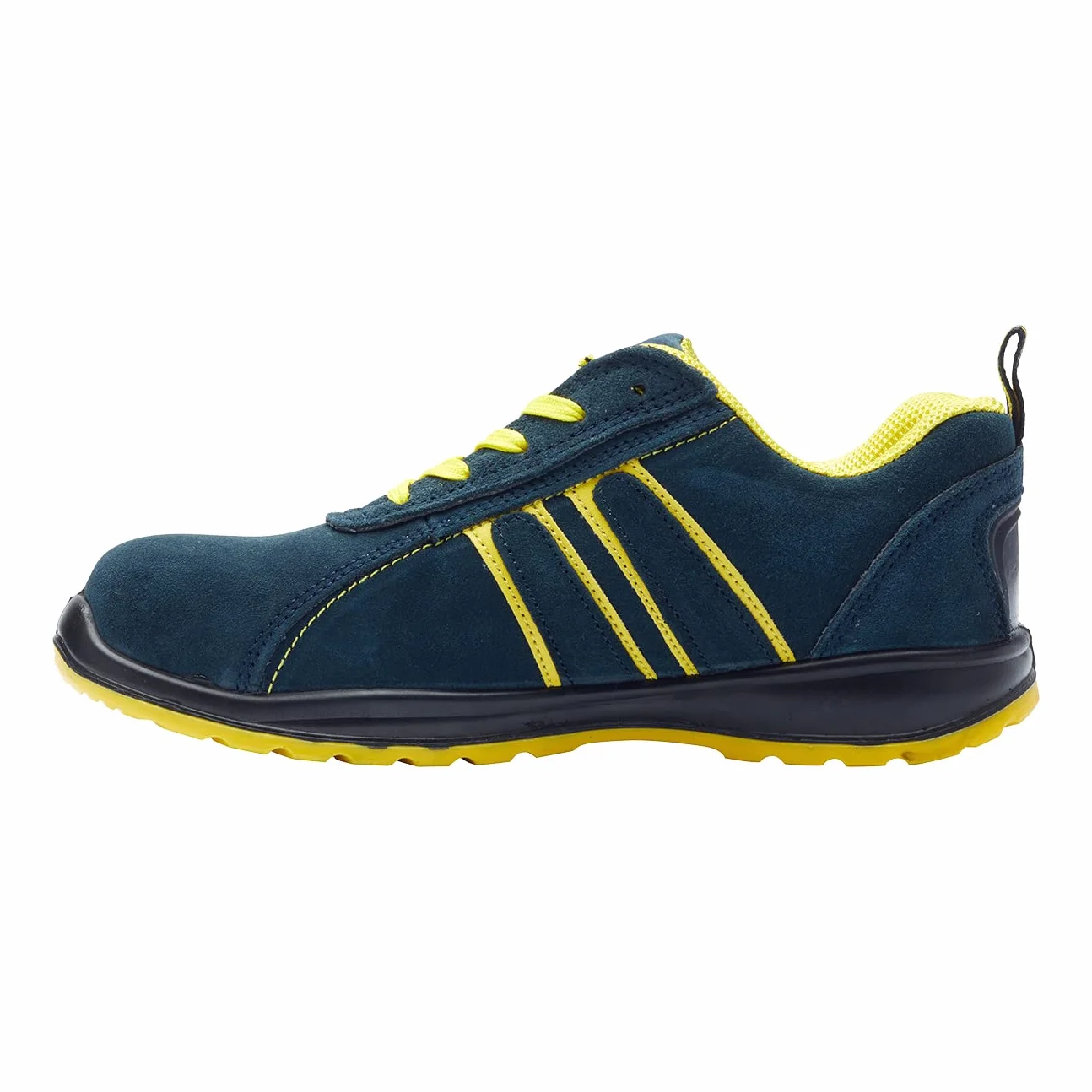Blackrock Hudson Zapatos de seguridad con puntera de acero, Hombre y Mujer, Ropa de trabajo, Antideslizantes, Calzado ancho, Ante, Azul/Amarillo, Zapatos de seguridad ligeros